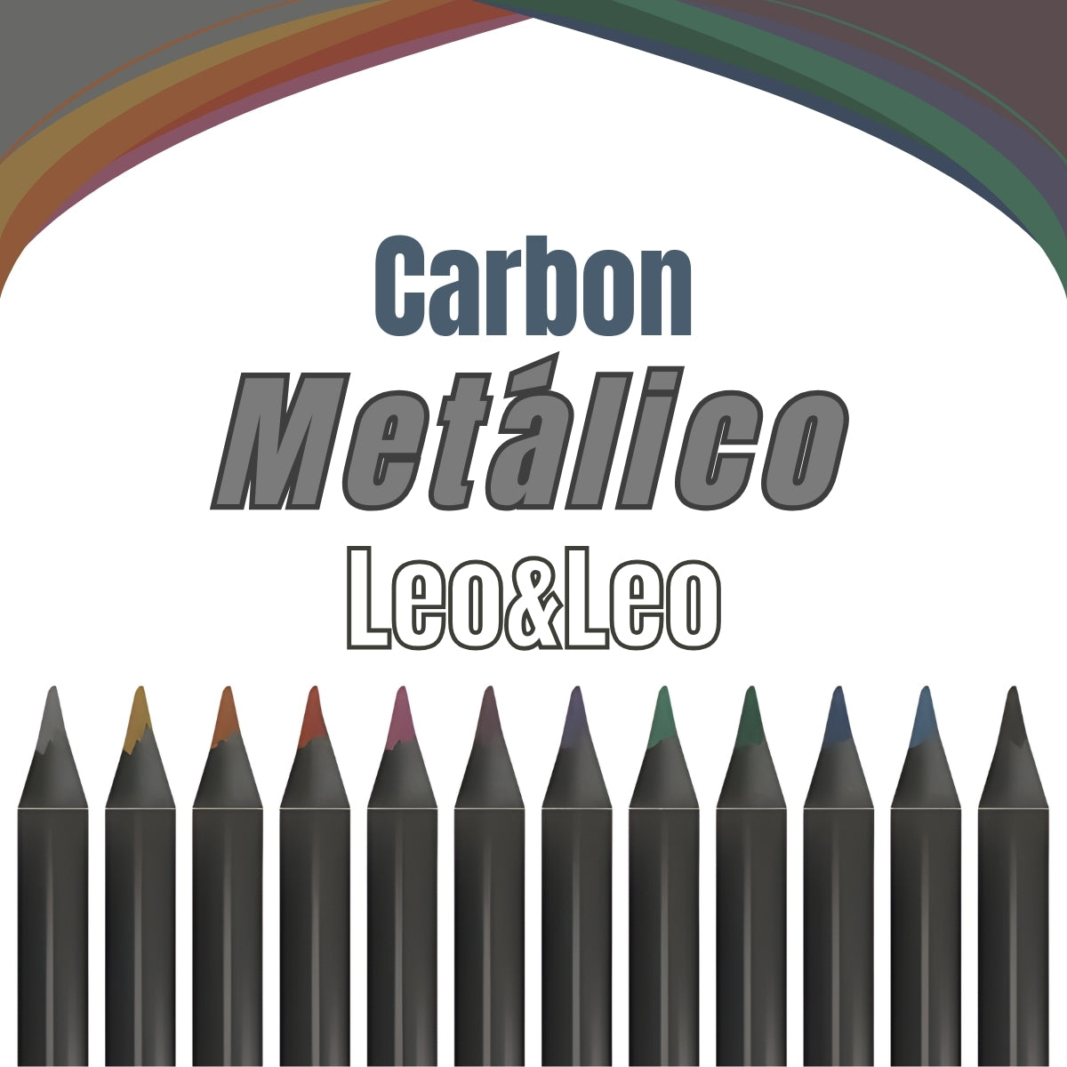 Estojo Lápis de Cor Carbon com 12 Cores Metalico - Leo & Leo 4432