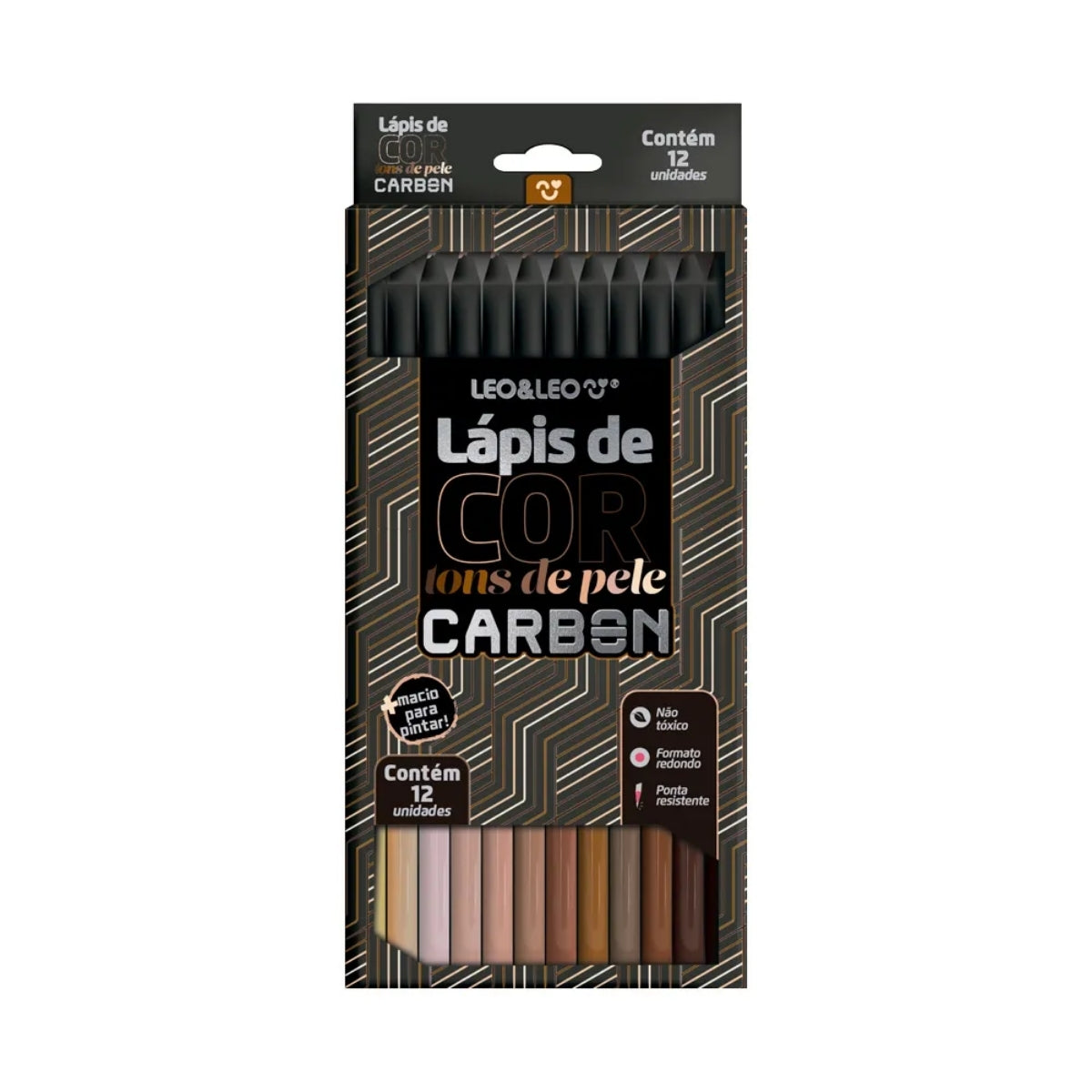 Estojo Lápis de Cor Carbon com 12 Cores Tons de Pele - Leo & Leo 4676