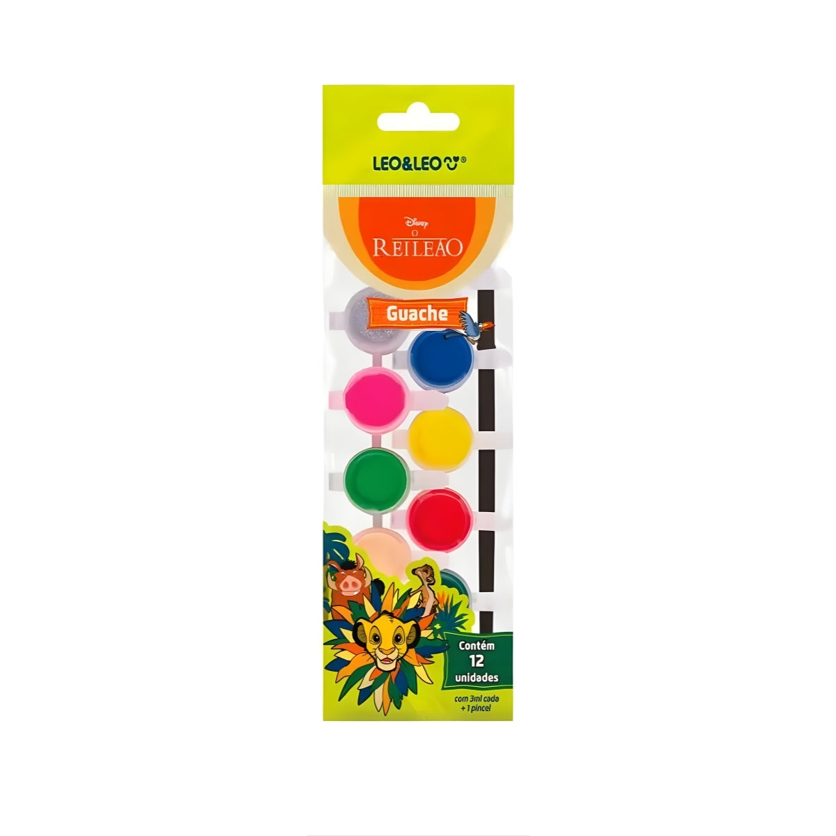 Estojo Guache Mini com 12 Cores Rei Leao 3ml Cada - Leo & Leo 73168