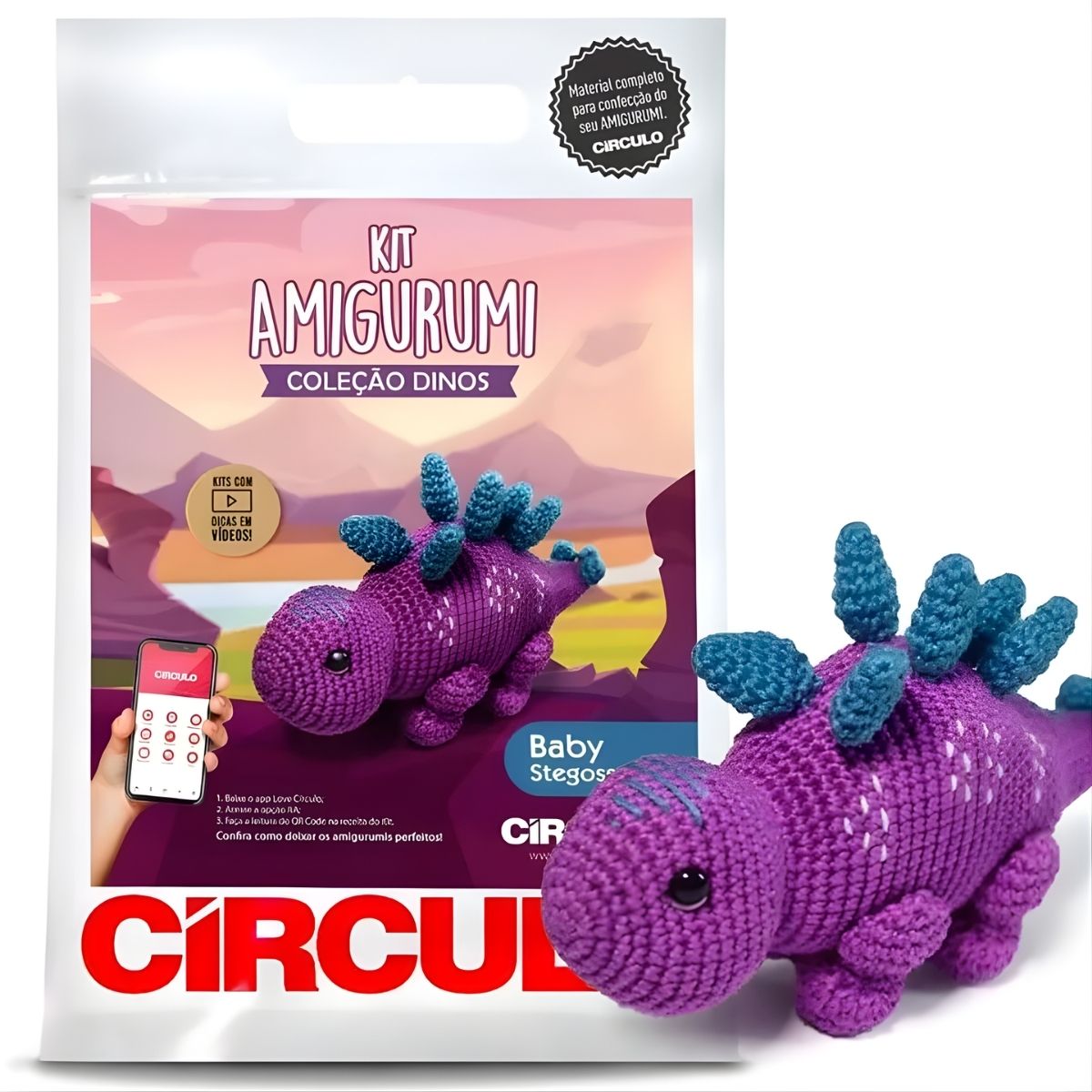 Kit Amigurumi Coleção Dinos Baby Stegossauro 0002 - Círculo