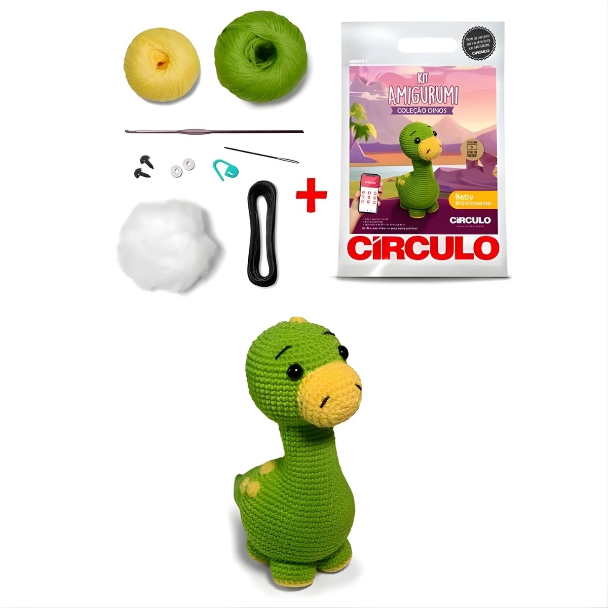 Kit Amigurumi Coleção Dinos Baby Brontossauro 0001 - Círculo