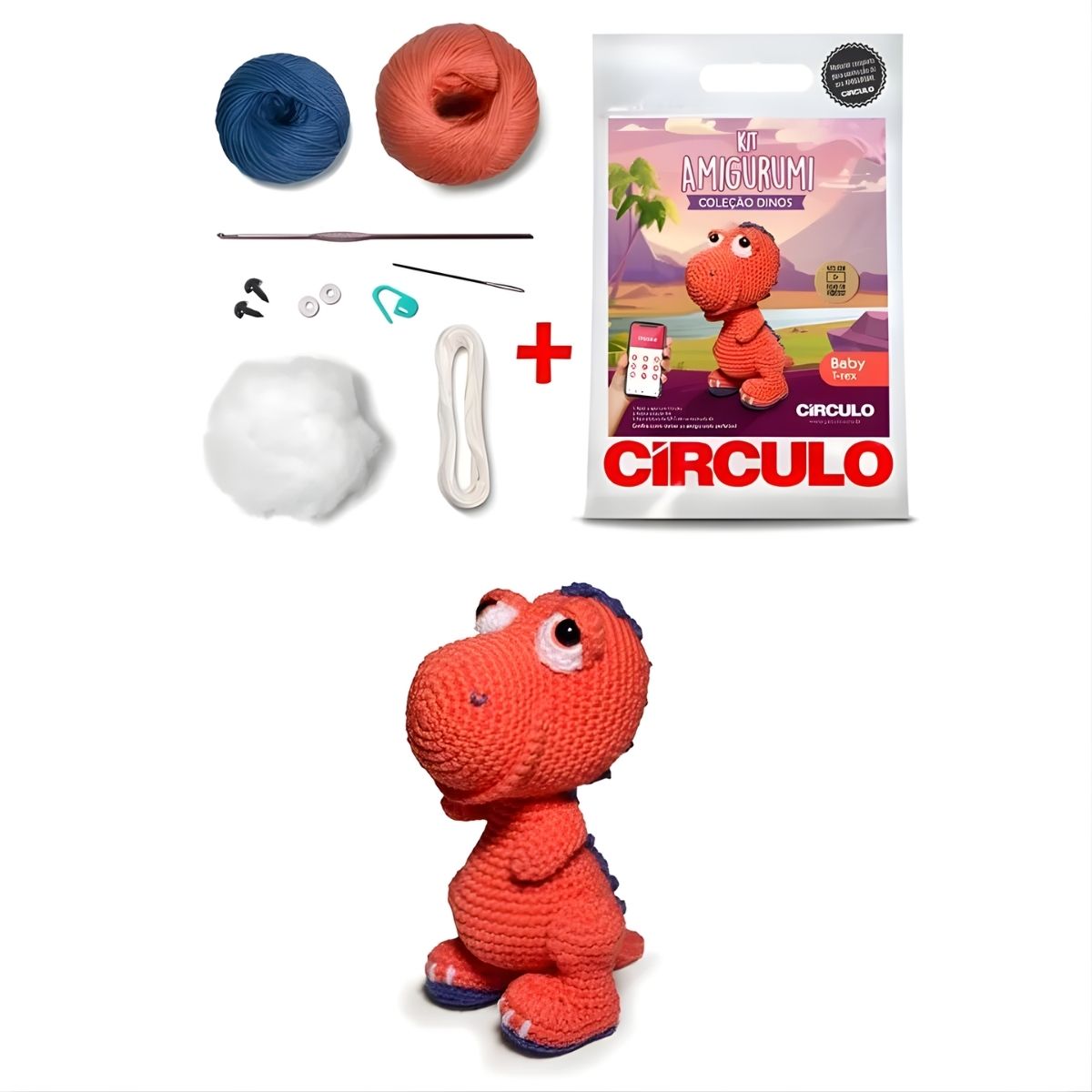 Kit Amigurumi Coleção Dinos Baby T-rex 0003 - Círculo