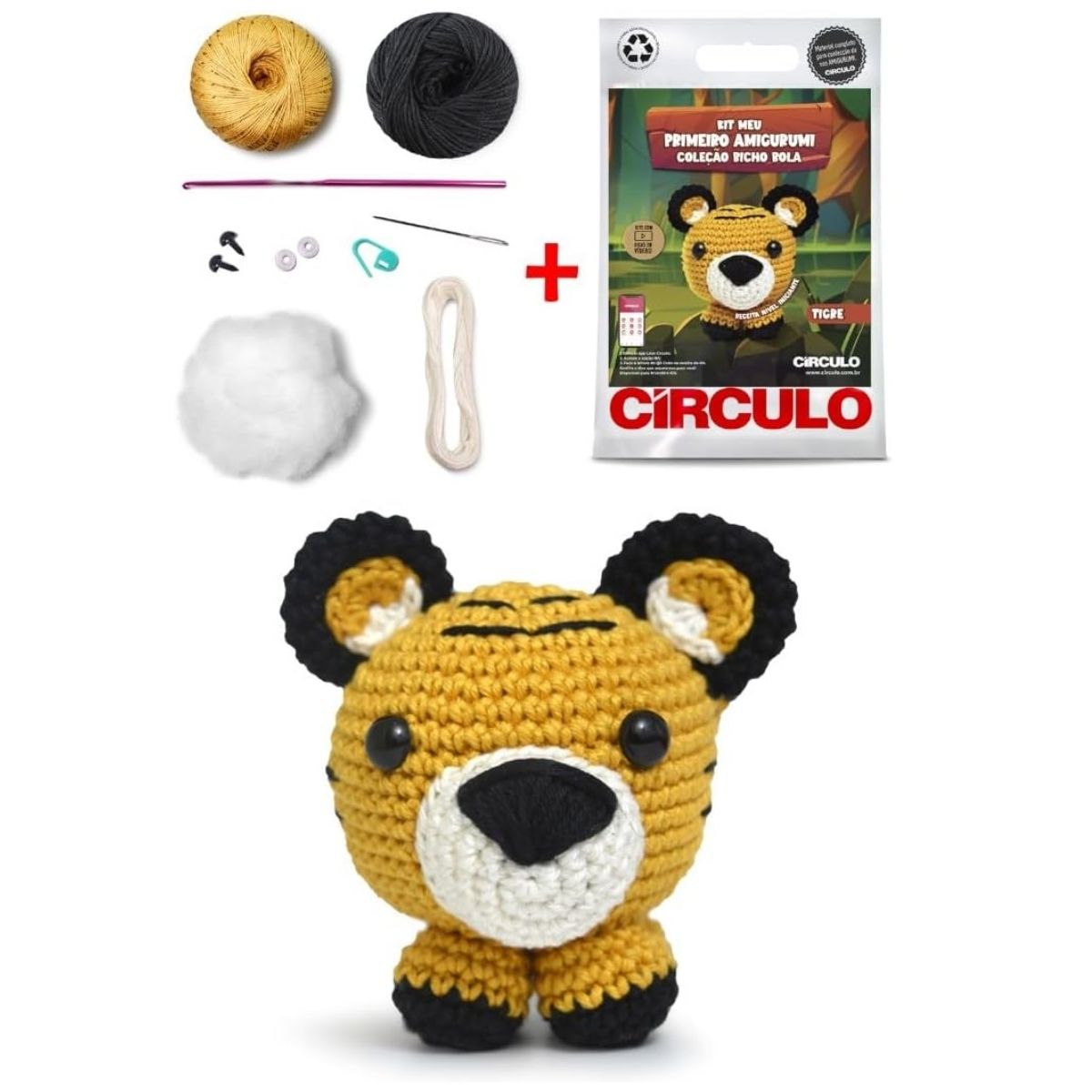 Kit Meu Primeiro Amigurumi Bicho Bola Tigre 0011 - Círculo