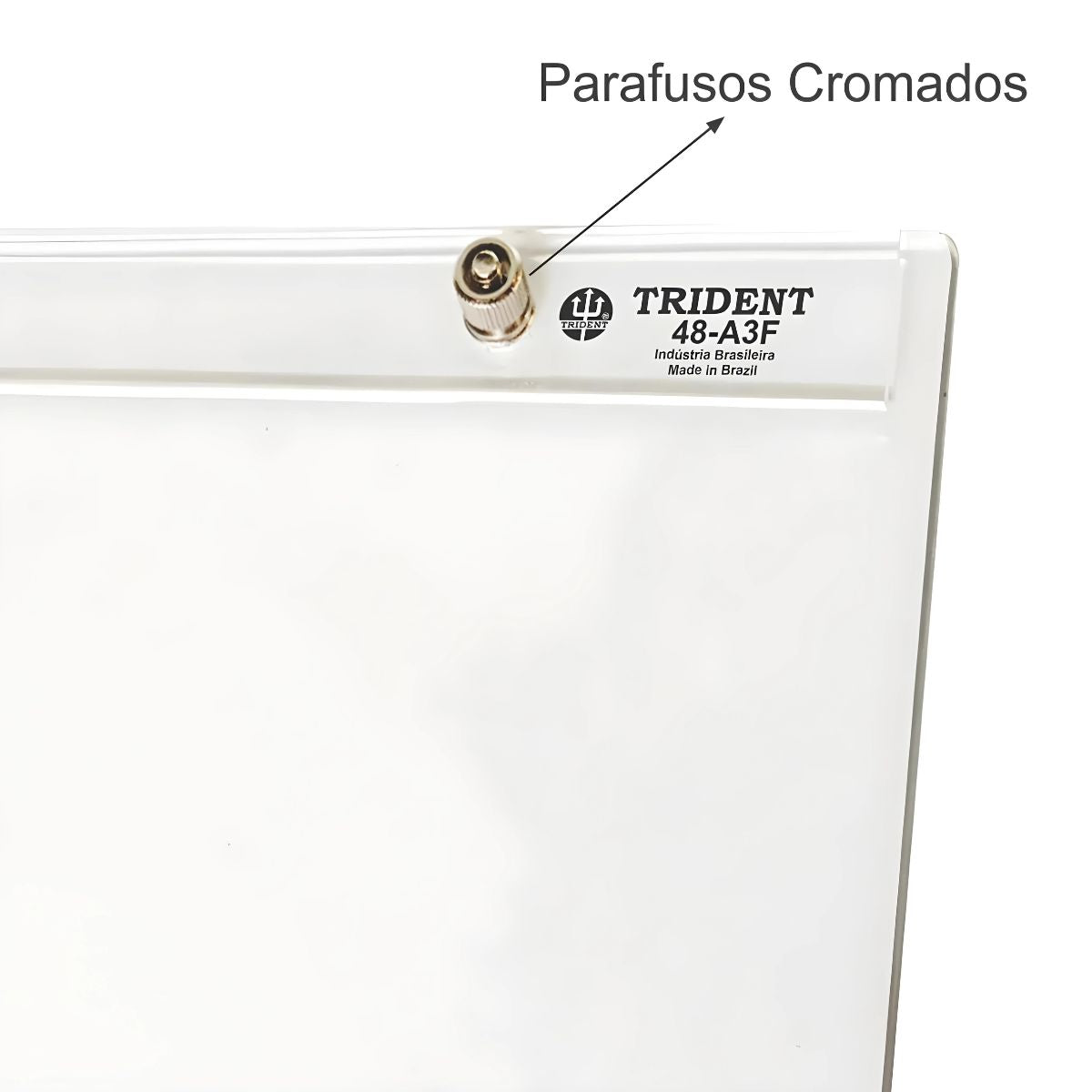Prancheta Trident Portátil Fórmica Branca com Prendedor Acrílico A3 45x34 Cm - Modelo 48-a3f
