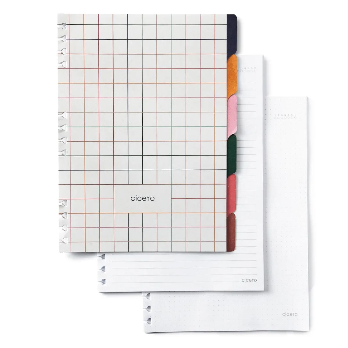 Caderno Criativo Argolado Cicero 17x24cm 90 Folhas Duo Pastel Block Sport Listras Pautado e Pontado