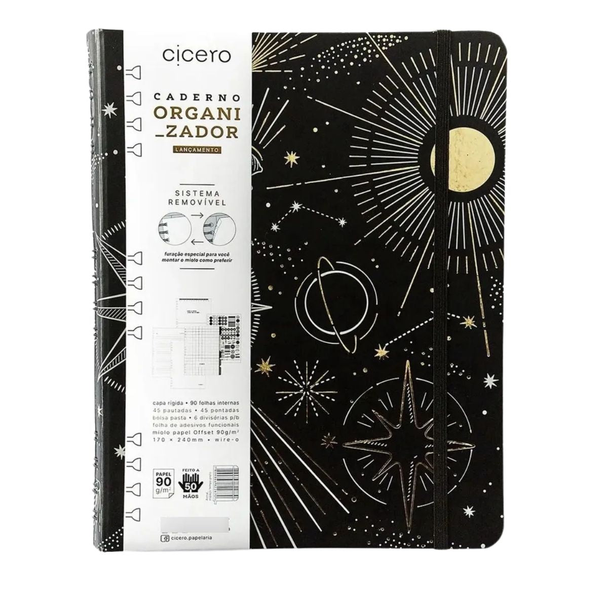 Caderno Criativo Argolado Cicero 17x24cm 90 Folhas Duo Astral Espaço Tempo Pautado e Pontado
