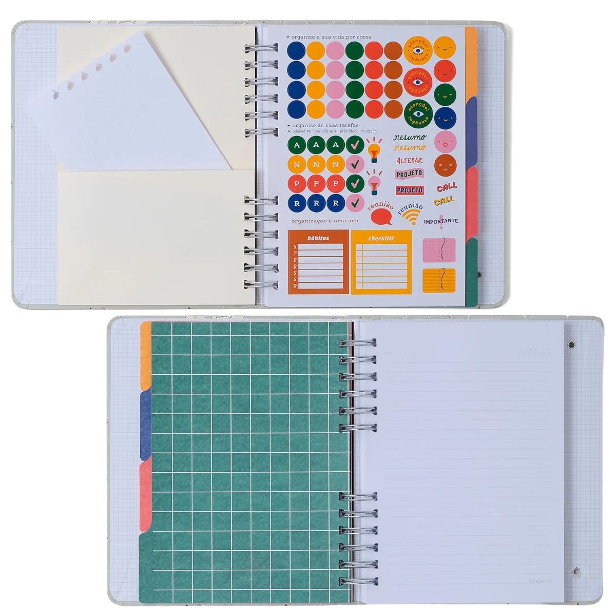 Caderno Criativo Argolado Cicero 17x24cm 90 Folhas Duo Astral Espaço Tempo Pautado e Pontado