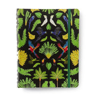 Caderno Criativo Argolado Cicero 17x24cm 90 Folhas Duo Pássaros Floresta Tropical Preto Pautado e Pontado