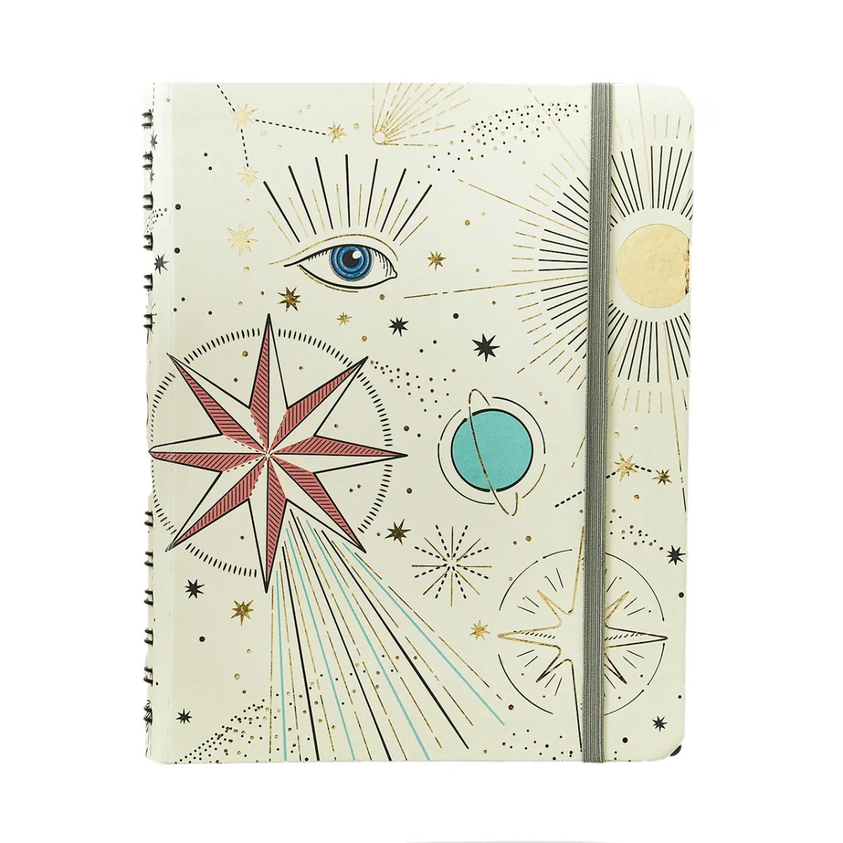 Caderno Criativo Argolado Cicero A5 14,8x21cm 90 Folhas Duo Astral Espaço Tempo Branco Pautado e Pontado