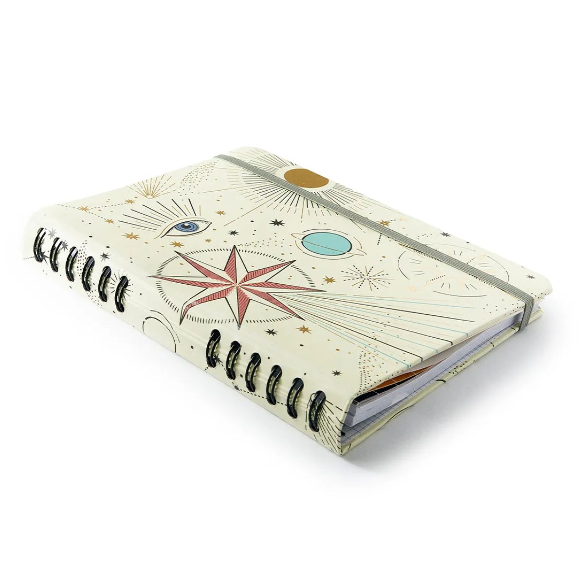 Caderno Criativo Argolado Cicero A5 14,8x21cm 90 Folhas Duo Astral Espaço Tempo Branco Pautado e Pontado