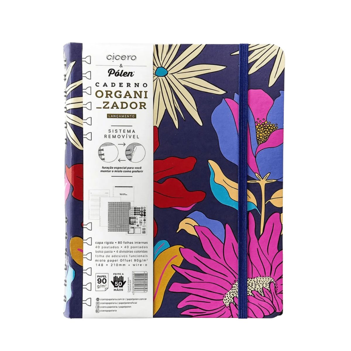 Caderno Criativo Argolado Cicero A5 14,8x21cm 90 Folhas Duo Tropicália Azul Pautado e Pontado