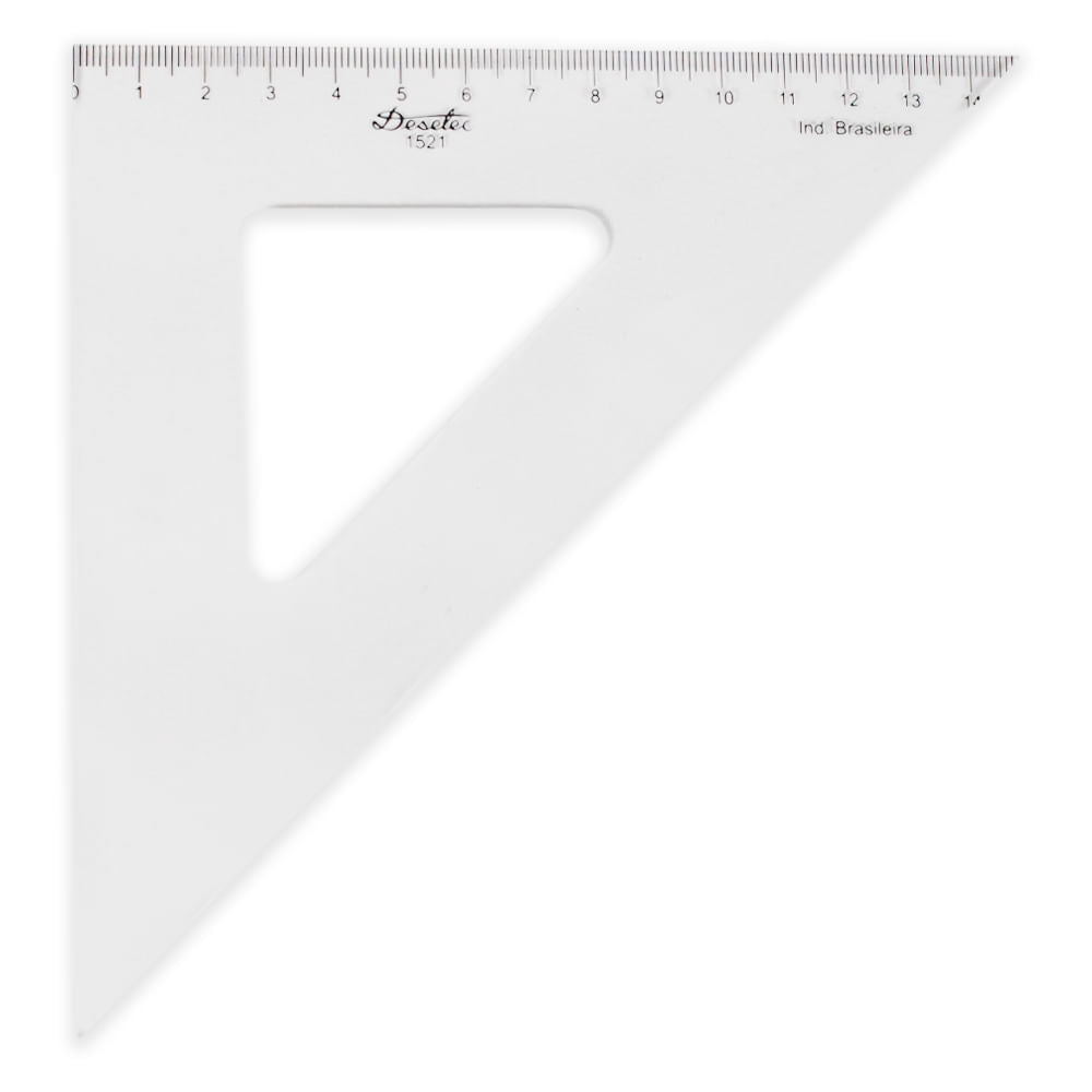Esquadro Acrílico Trident 21cm com Escala - Ângulo 45° - Usinagem de Alta Precisão - Modelo 1521
