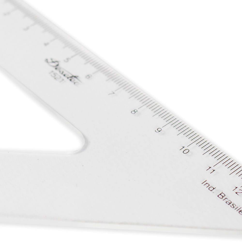Esquadro Acrílico Trident 21cm com Escala - Ângulo 45° - Usinagem de Alta Precisão - Modelo 1521
