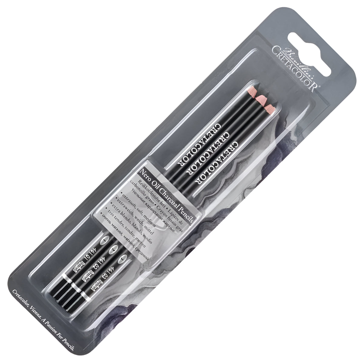 Kit de Lápis Carvão Nero Cretacolor Macio, Extra Macio e Médio - 461 89