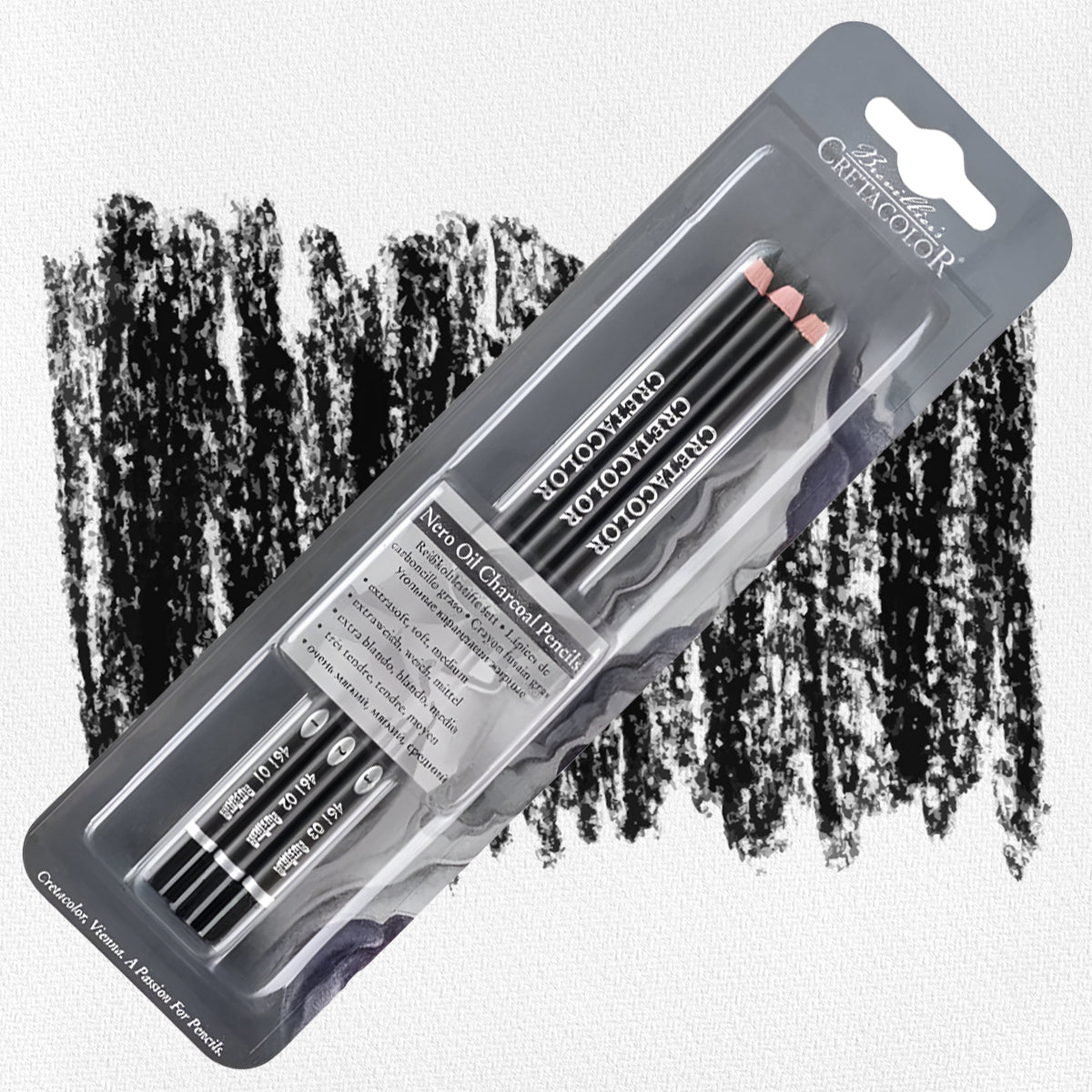 Kit de Lápis Carvão Nero Cretacolor Macio, Extra Macio e Médio - 461 89