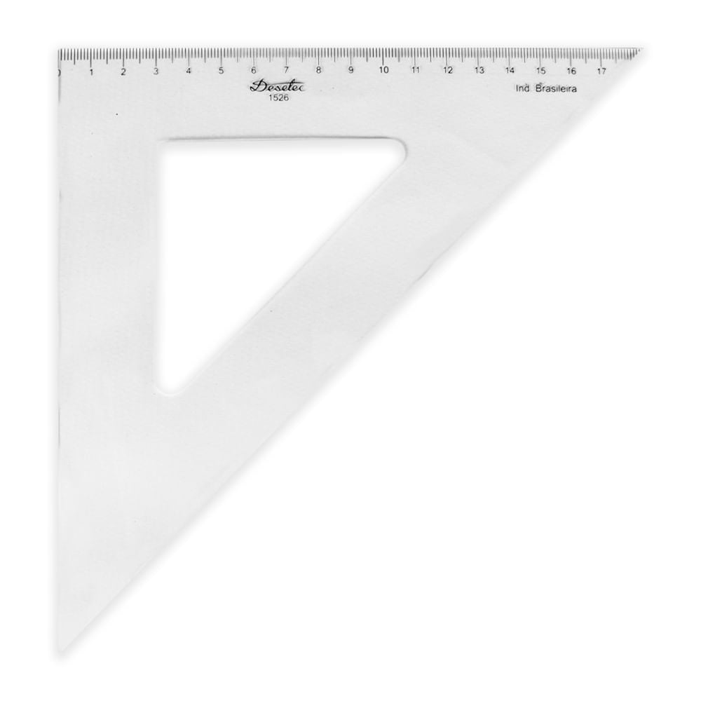 Esquadro Acrílico Trident 26cm com Escala - Ângulo 45° - Usinagem de Alta Precisão - Modelo 1526
