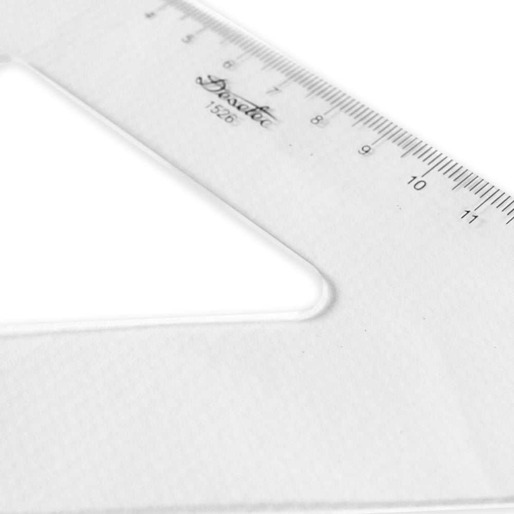 Esquadro Acrílico Trident 26cm com Escala - Ângulo 45° - Usinagem de Alta Precisão - Modelo 1526
