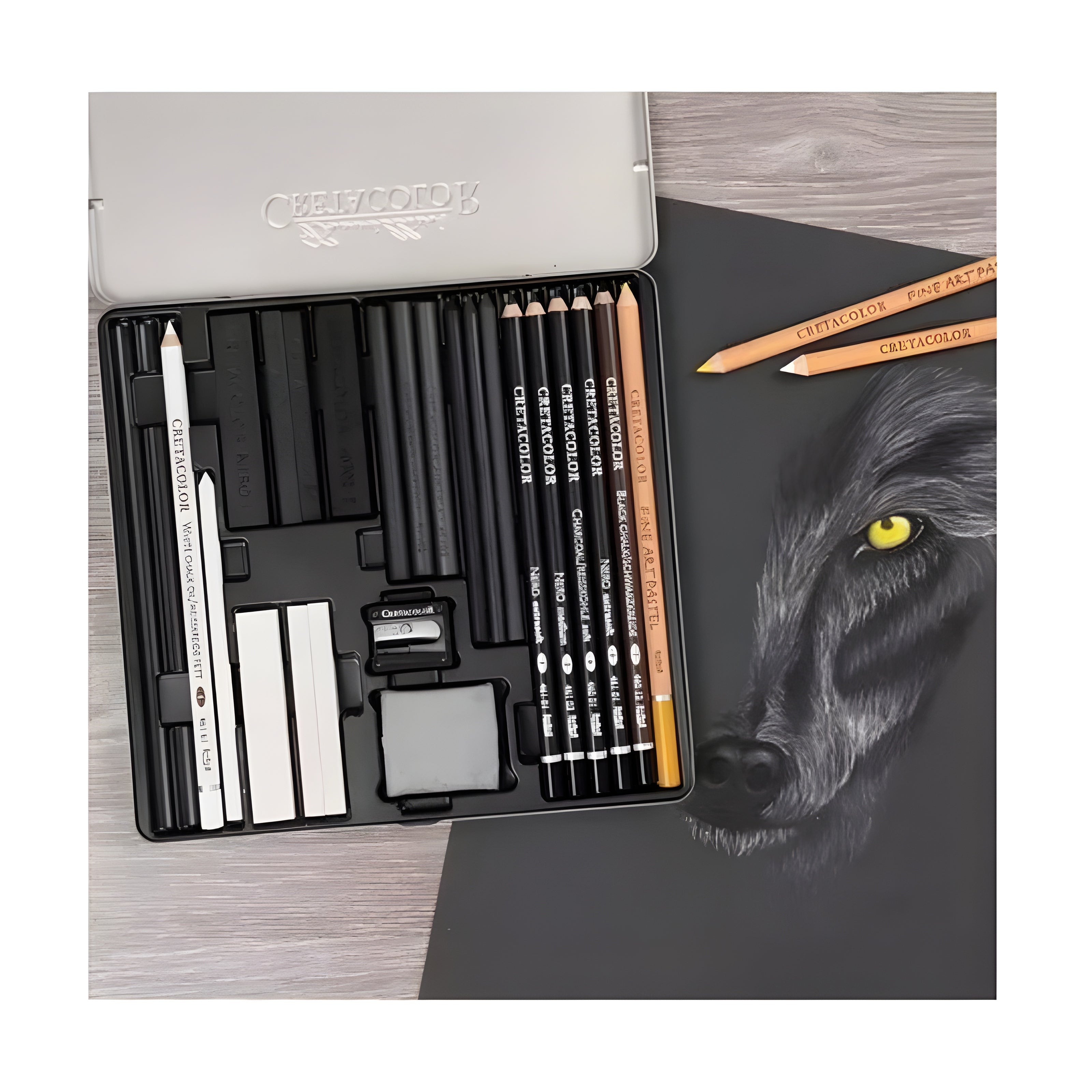 Kit para Desenho Wolf Box Cretacolor com 25 Peças - 91400-2602
