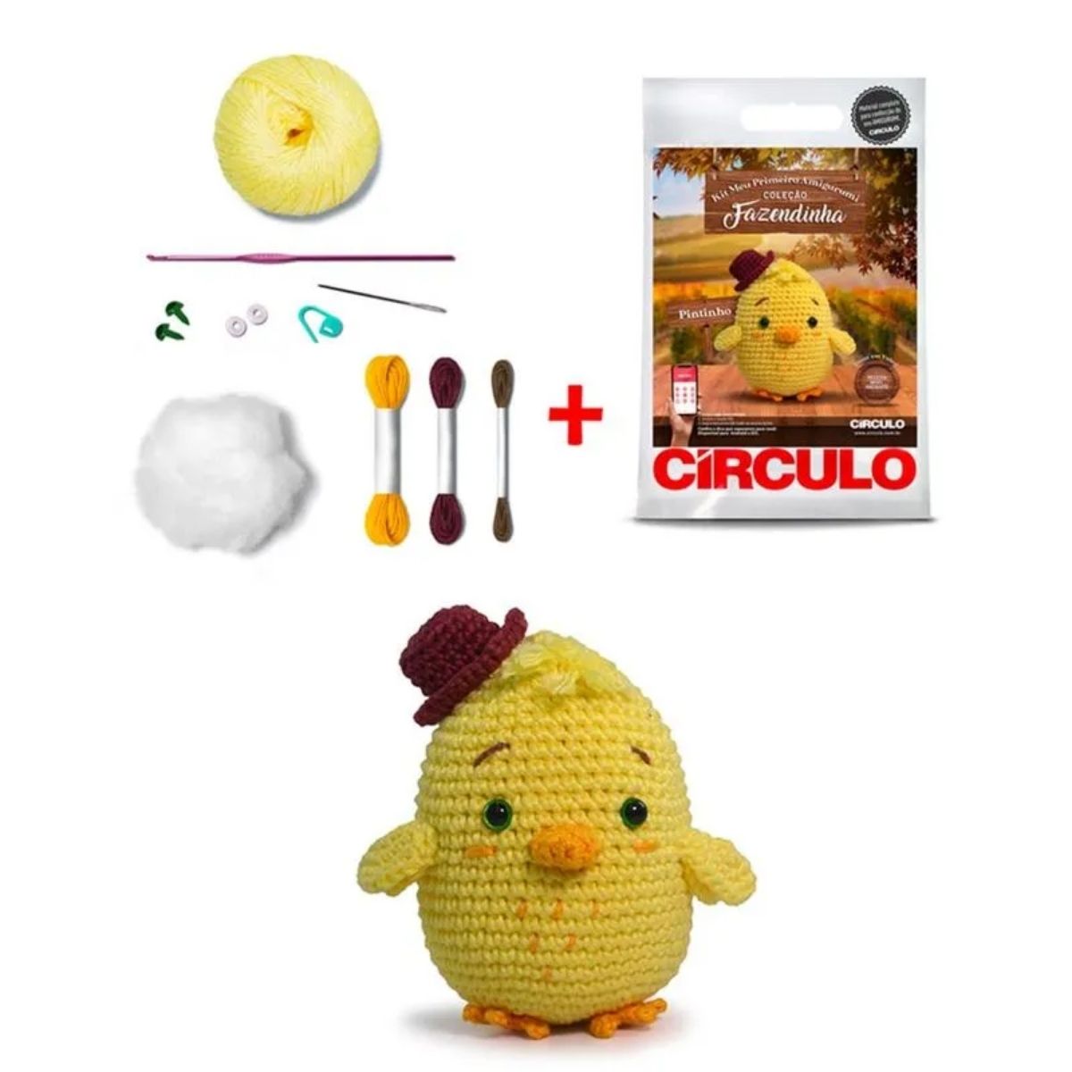 Kit Meu Primeiro Amigurumi Fazendinha Pintinho 0003 - Círculo