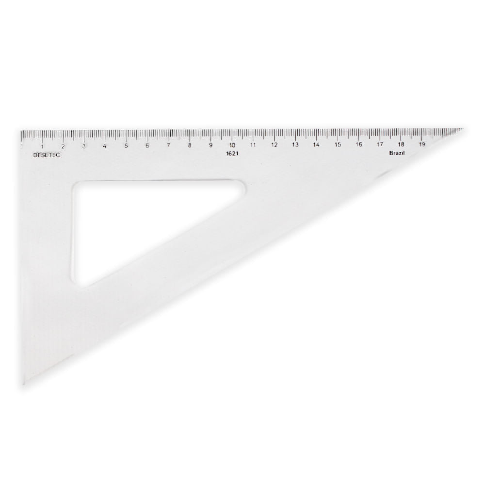 Esquadro Acrílico Trident 21cm com Escala - Ângulo 60° - Usinagem de Alta Precisão - Modelo 1621