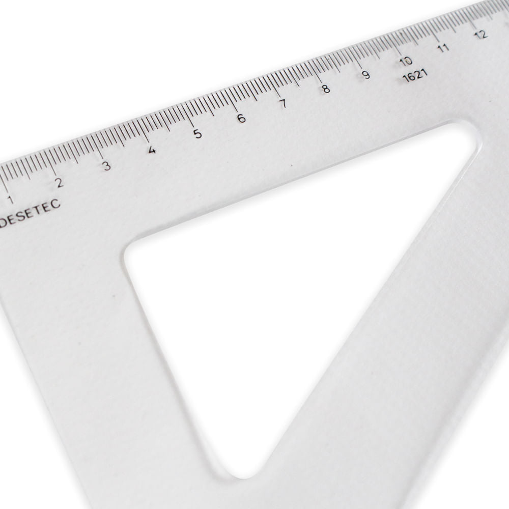 Esquadro Acrílico Trident 21cm com Escala - Ângulo 60° - Usinagem de Alta Precisão - Modelo 1621