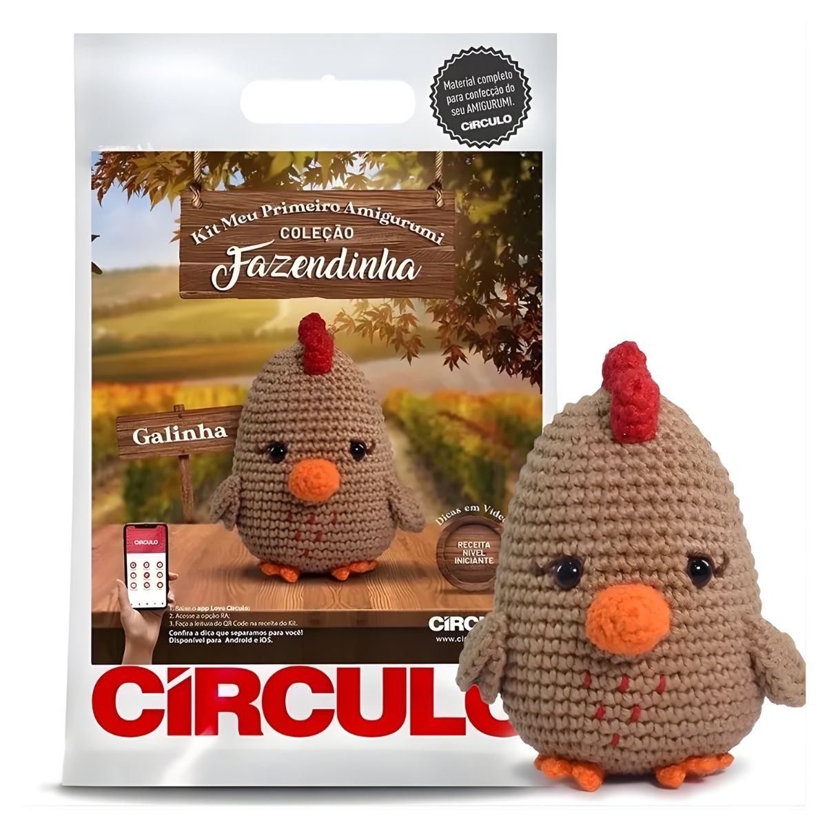 Kit Meu Primeiro Amigurumi Fazendinha Galinha 0002 - Círculo