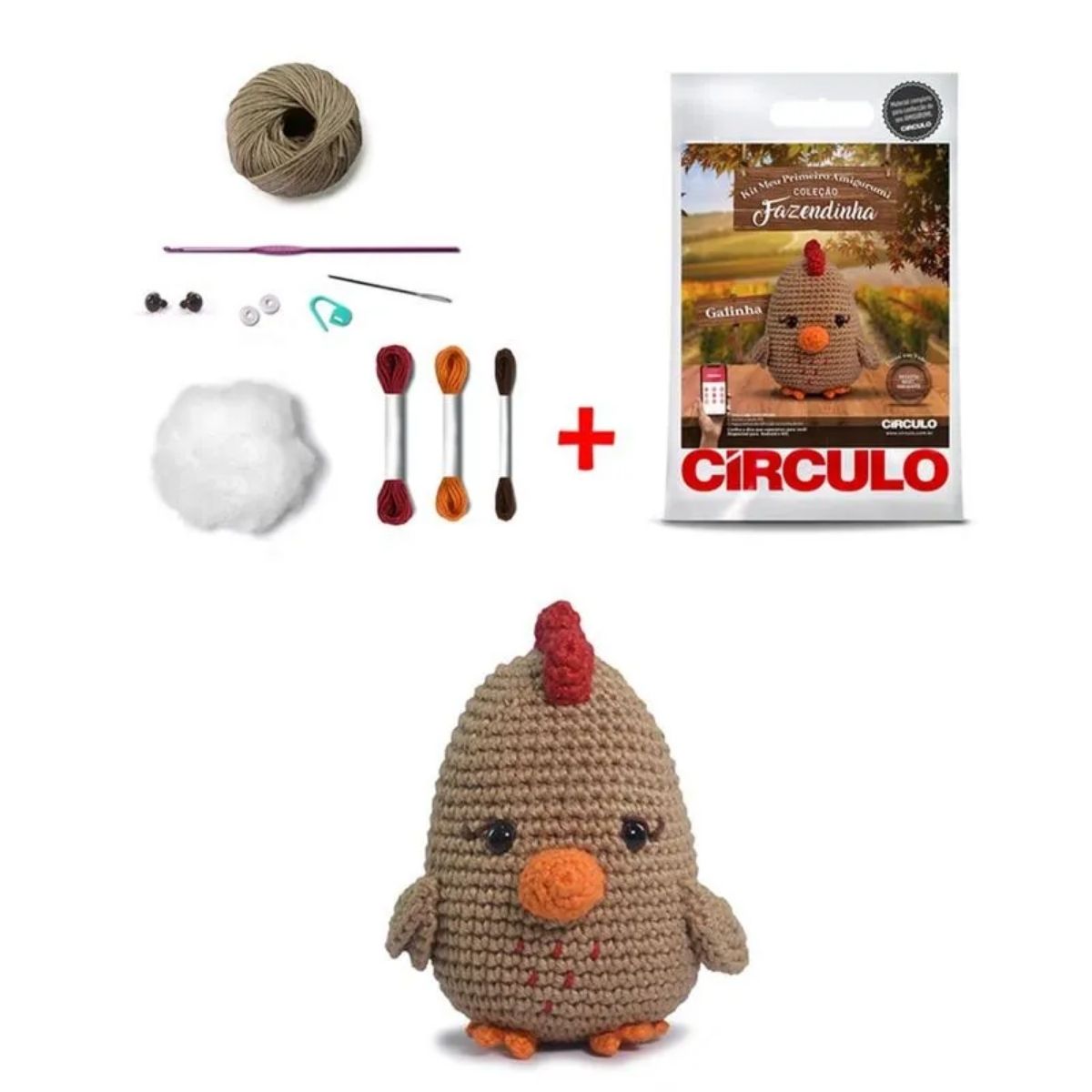 Kit Meu Primeiro Amigurumi Fazendinha Galinha 0002 - Círculo
