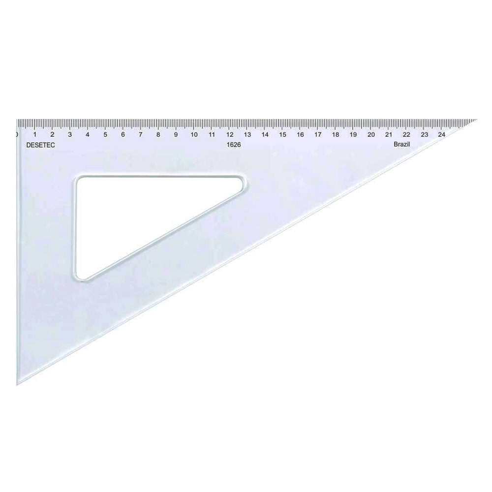 Esquadro Acrílico Trident 26cm com Escala em Milímetros - Ângulos 30° 60° 90° - Modelo 1626
