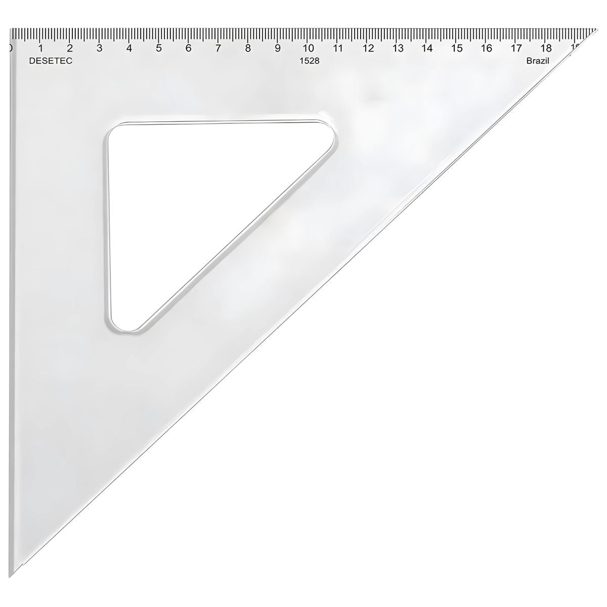 Esquadro Acrílico Trident 28cm com Escala - Ângulos 45° 90° - Usinagem de Alta Precisão - Modelo 1528
