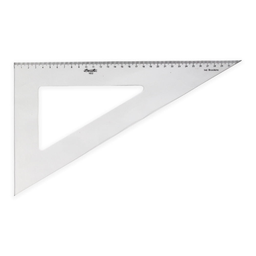 Esquadro Acrílico Trident 32cm com Escala - Ângulos 30° 60° 90° - Usinagem de Alta Precisão - Modelo 1632
