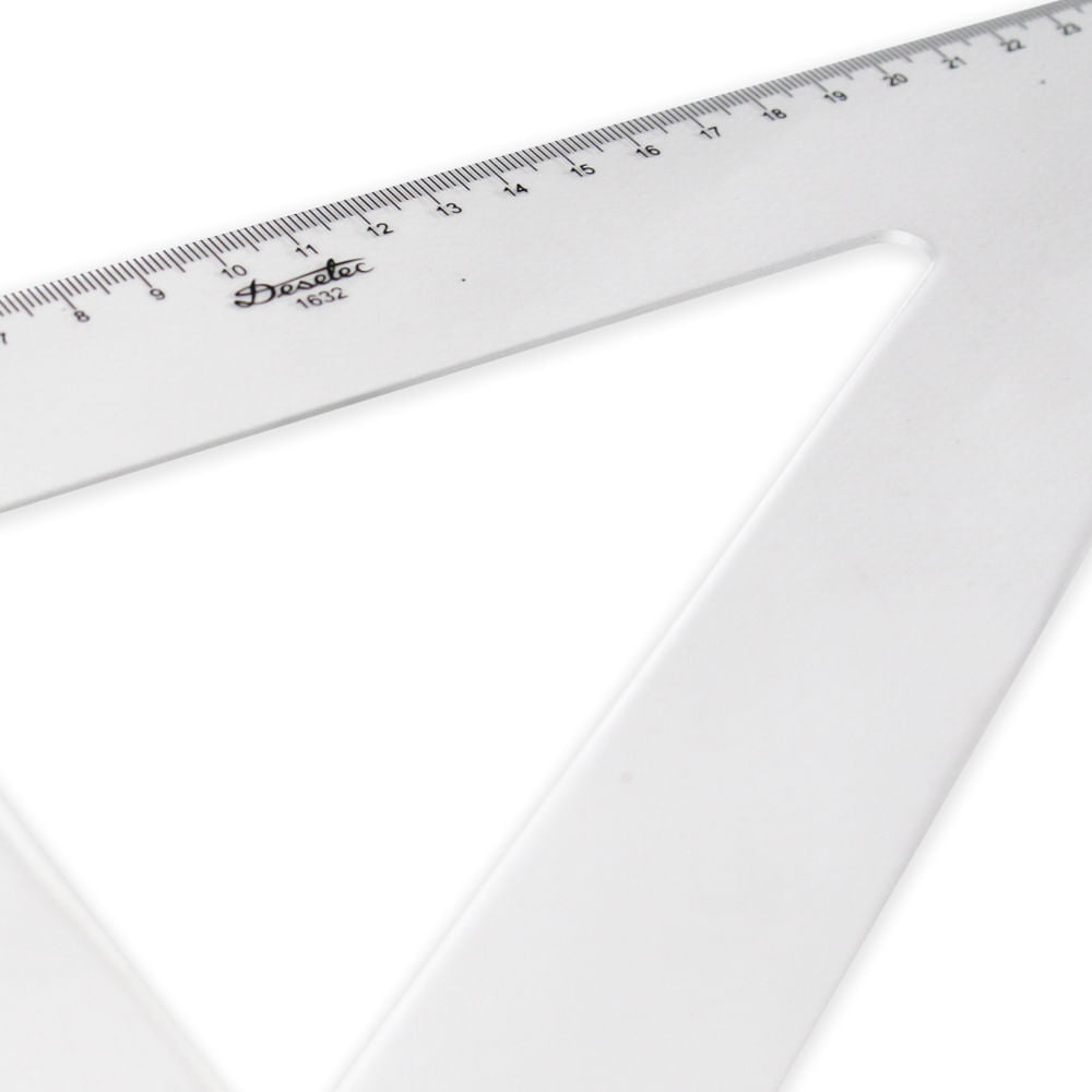 Esquadro Acrílico Trident 32cm com Escala - Ângulos 30° 60° 90° - Usinagem de Alta Precisão - Modelo 1632
