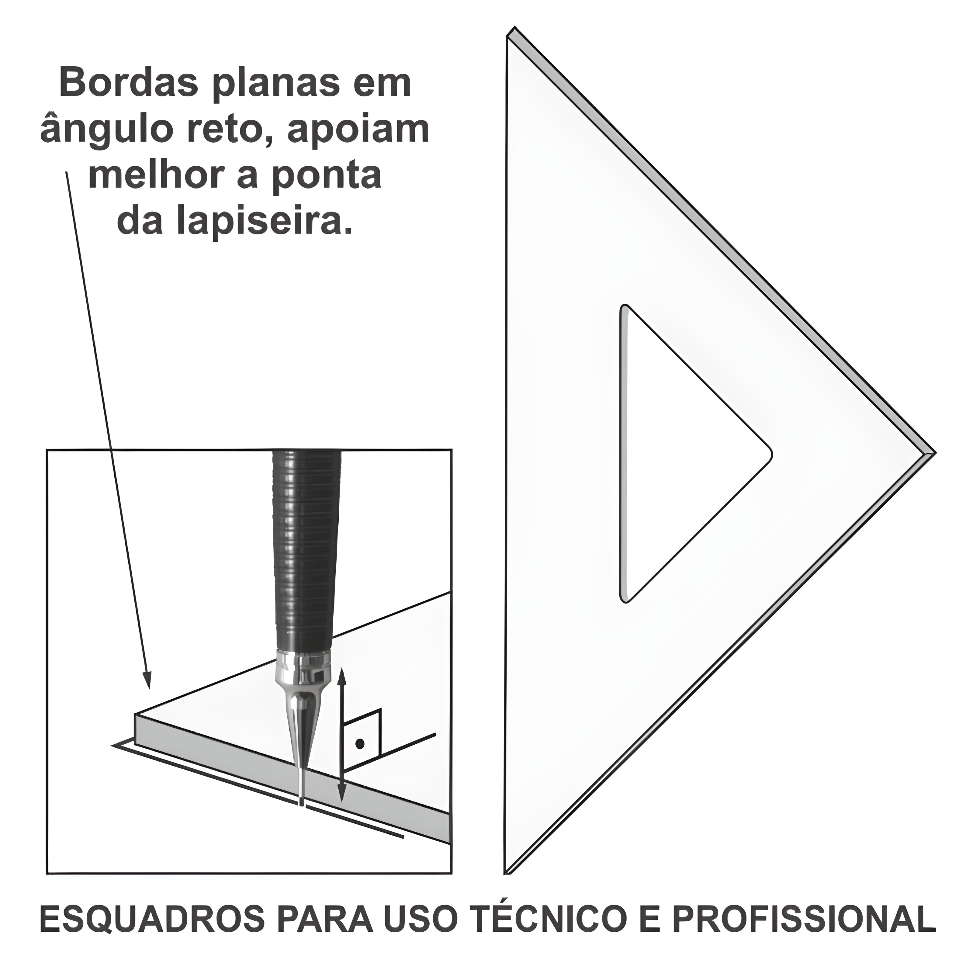 Esquadro Acrílico Trident 16cm sem Escalas - Ângulo 45° - Usinagem de Alta Precisão - Modelo 2613
