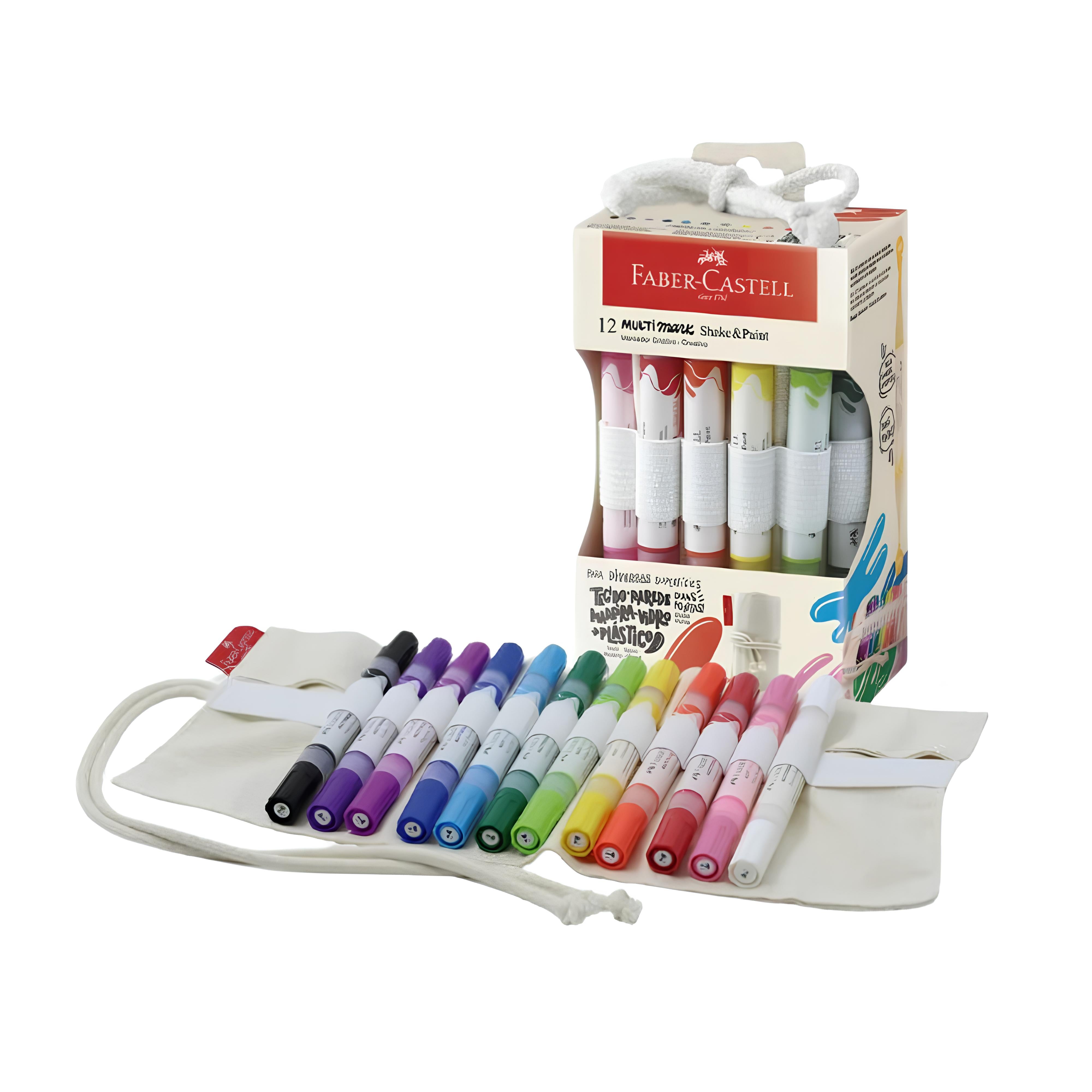 Marcador Permanente Multimark Shake&paint Ponta Dupla com 12 Cores - Faber-castell Mm/esrolo