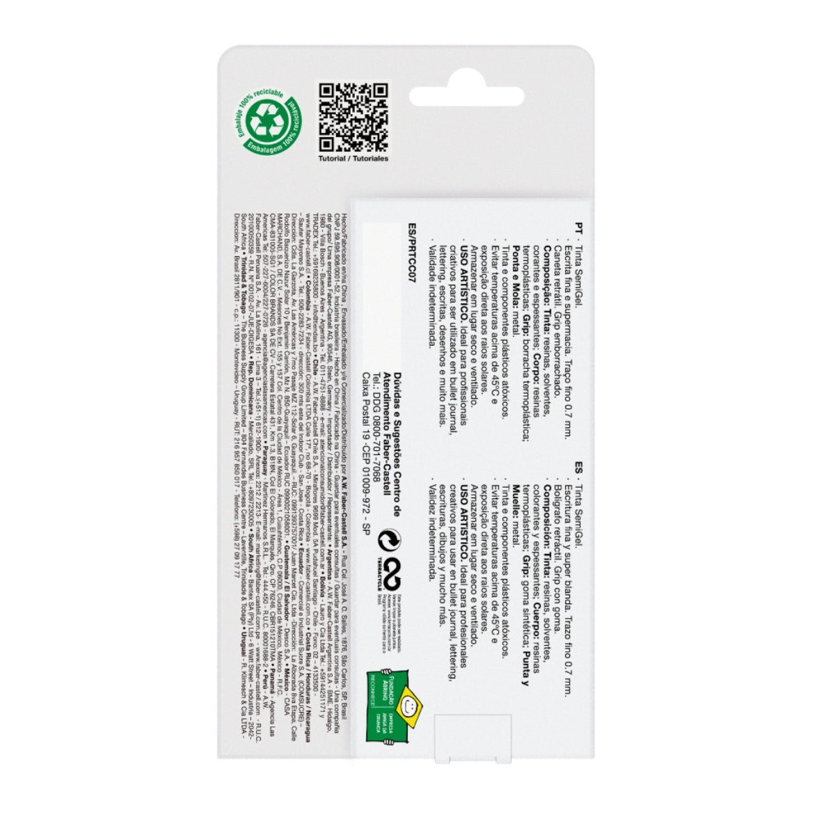 Caneta Esferográfica Retrátil Poly Candy Colors 0,7mm com 5 Cores - Faber-castell Es/prtcc07