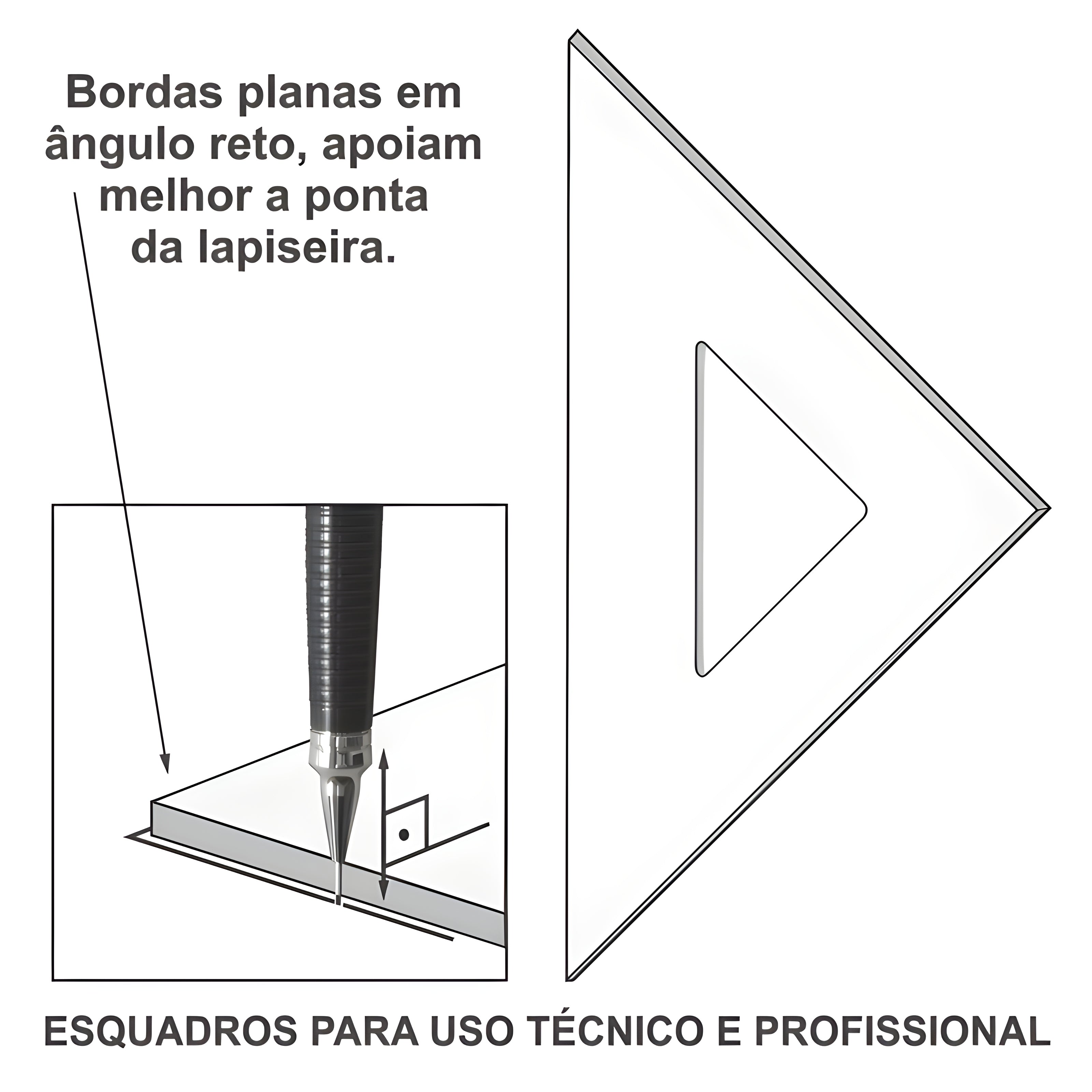 Esquadro Acrílico Trident 50cm sem Escalas - Ângulo 45° - Usinagem de Alta Precisão - Modelo 2550
