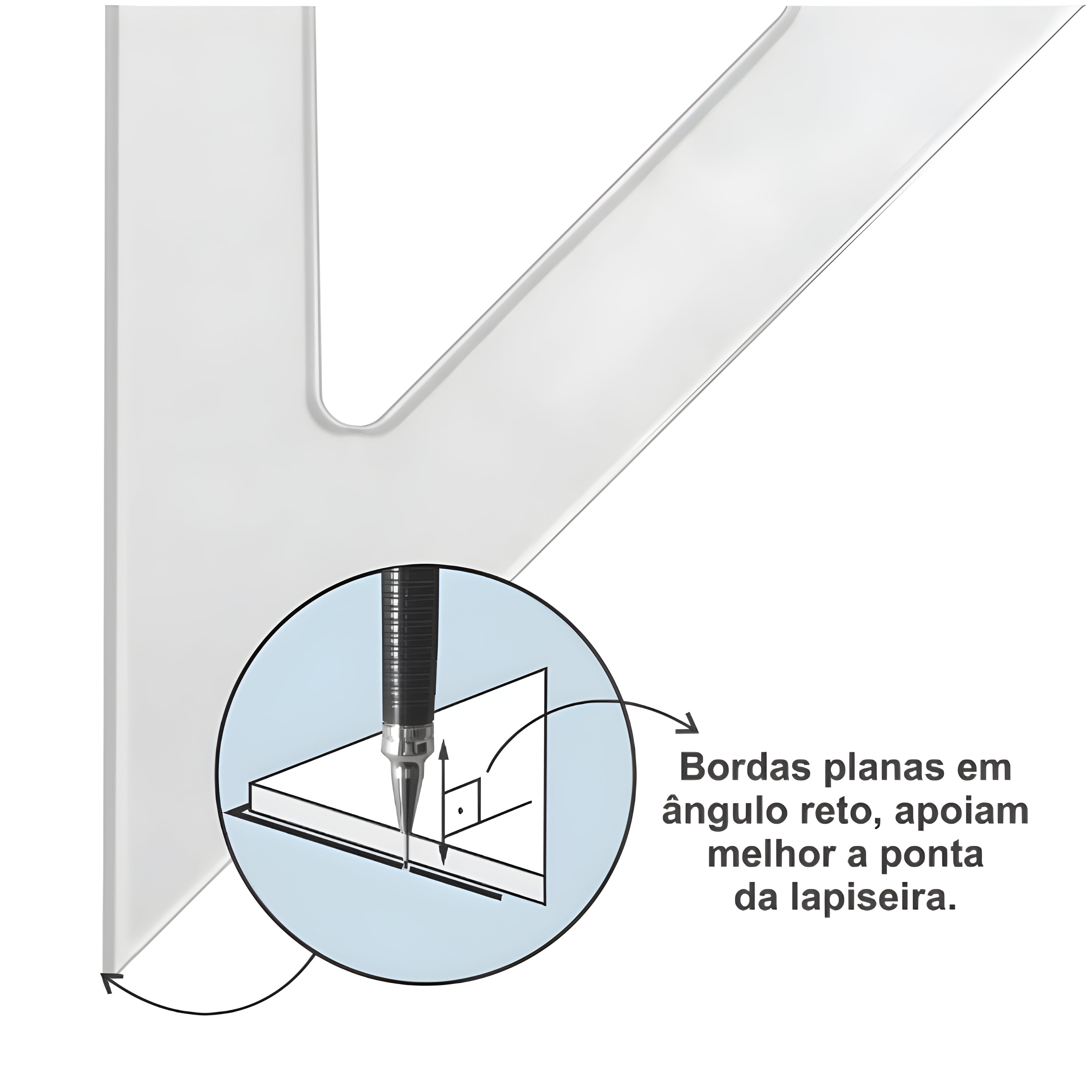 Esquadro Acrílico Trident 50cm sem Escalas - Ângulo 60° - Usinagem de Alta Precisão - Modelo 2650
