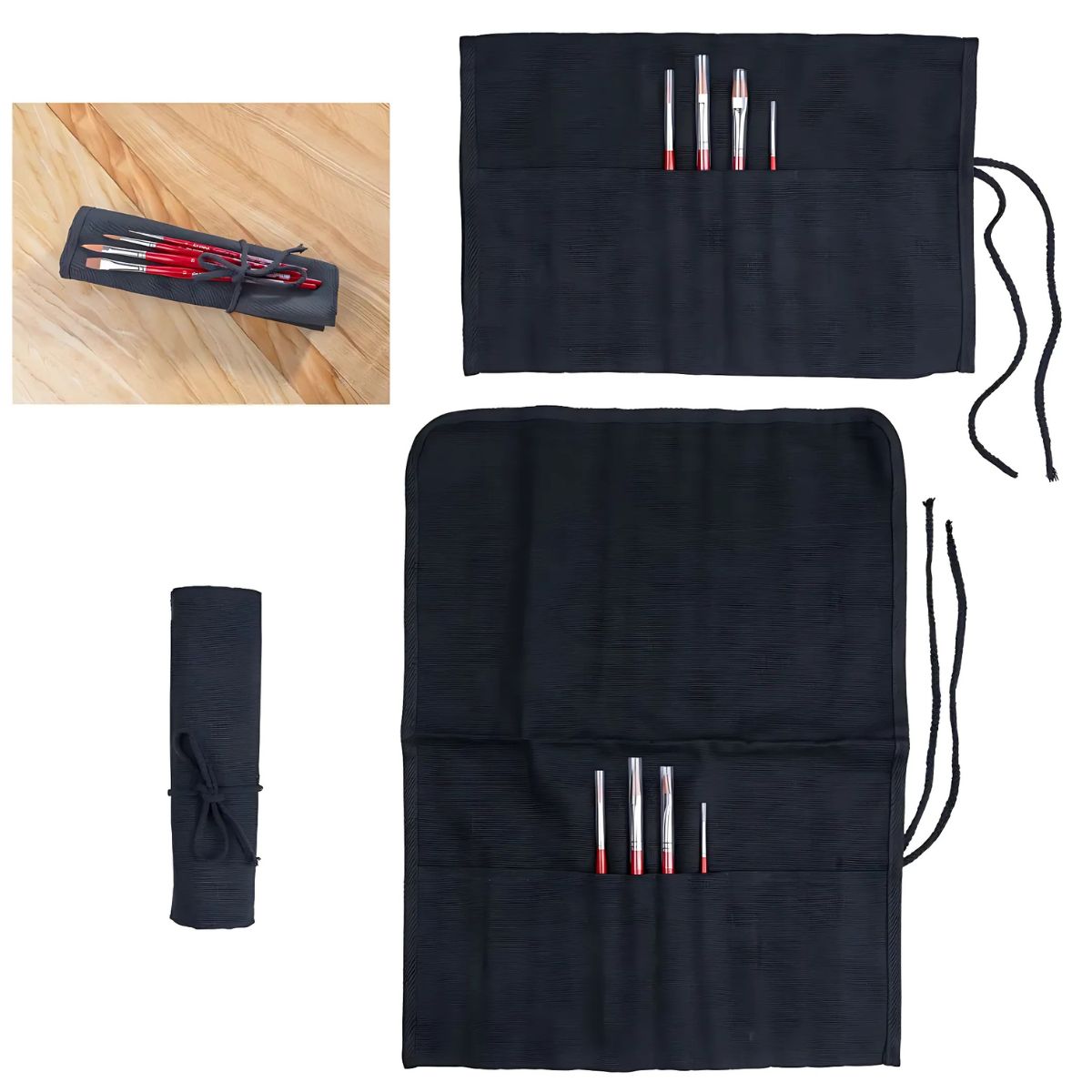 Kit Pincelda Vinci Cosmotop-spin 4 Unidades com Estojo de Tecido