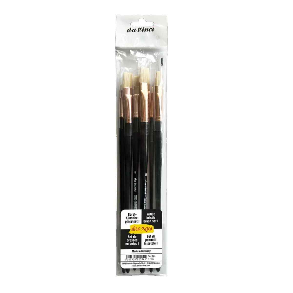 Kit Pincel da Vinci Cerdas Básicas I com 6 Unidades Série 7007 Chato