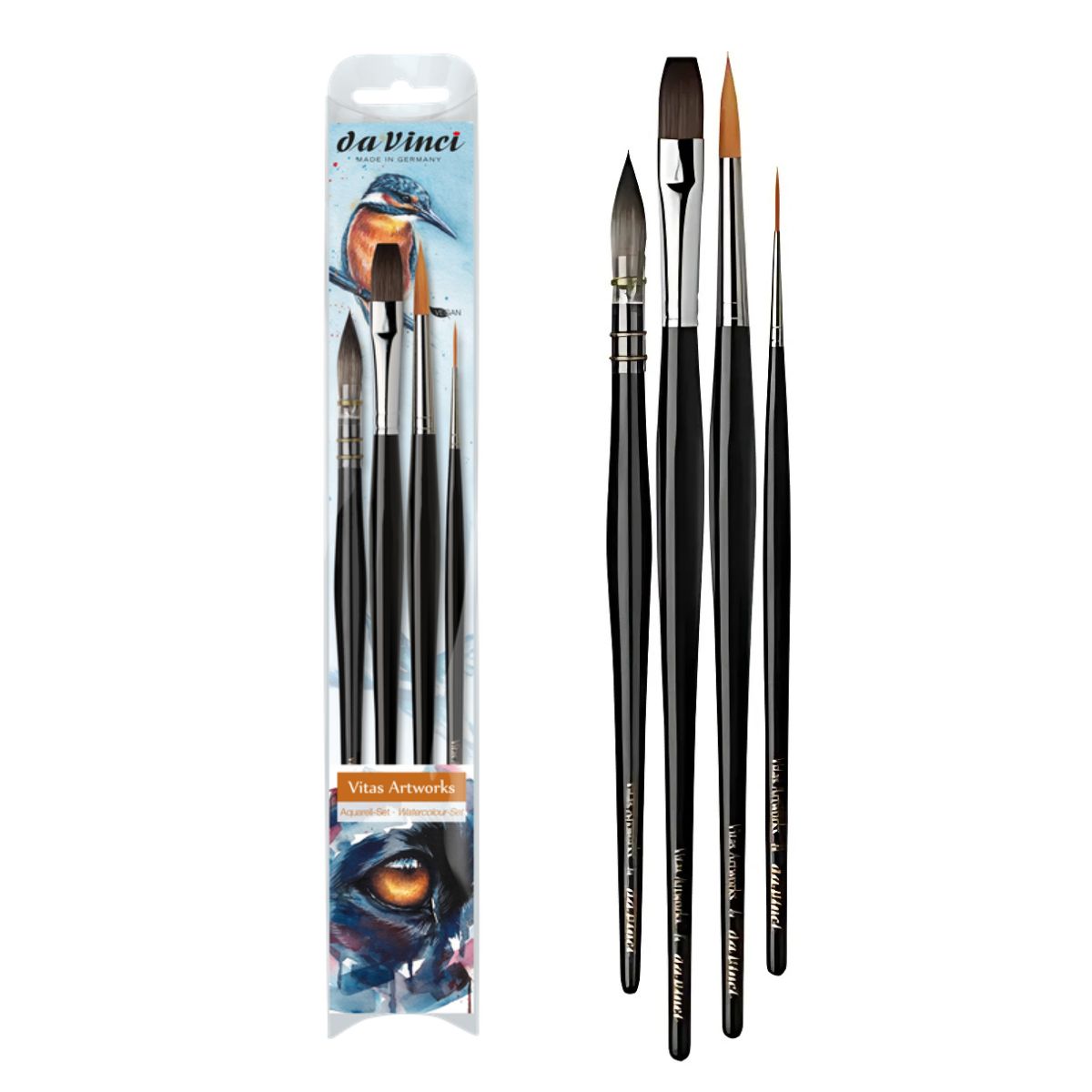 Kit Pincel Vitas Artworks Watercolour com 4 Unidades - Pincéis para Aquarela Profissional