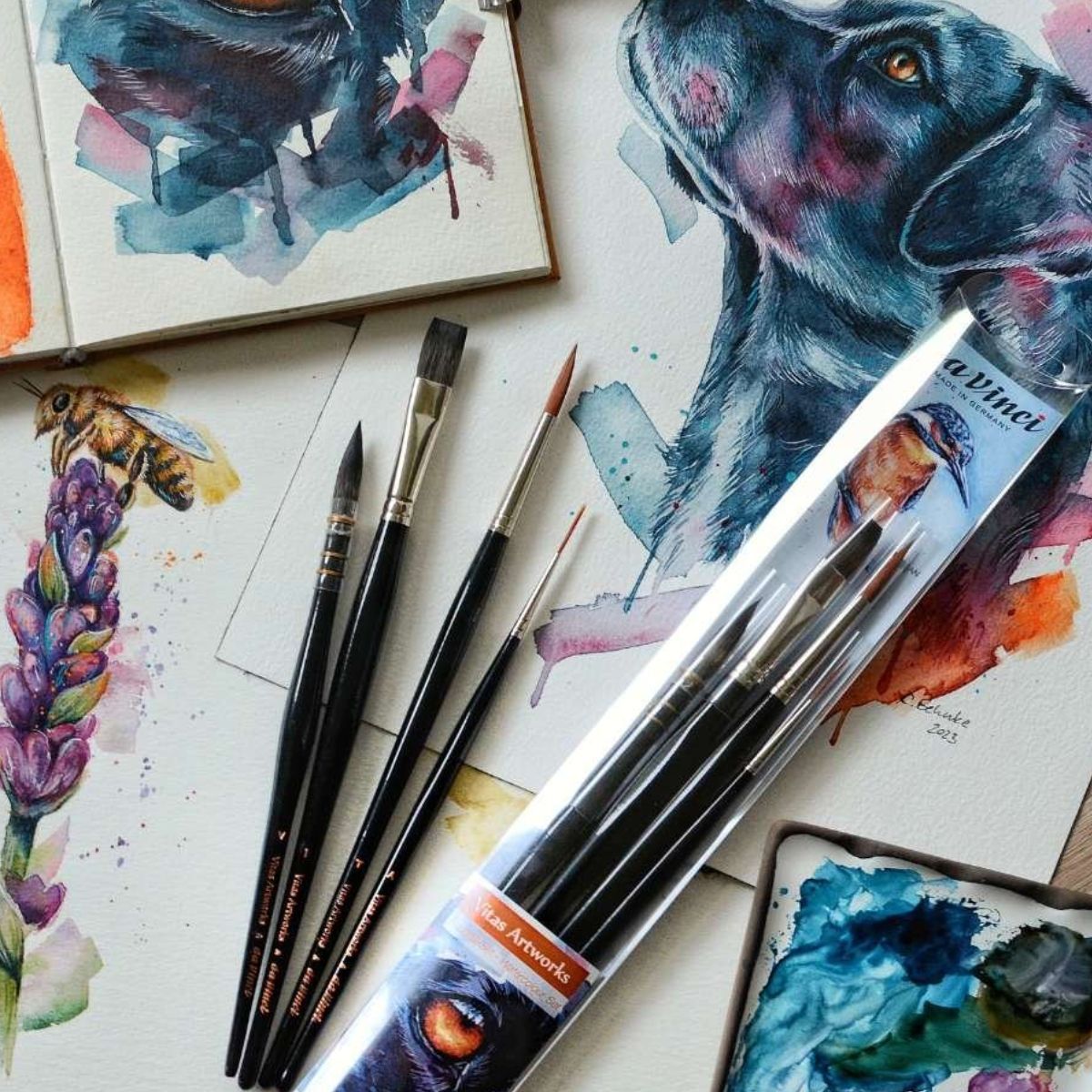 Kit Pincel Vitas Artworks Watercolour com 4 Unidades - Pincéis para Aquarela Profissional