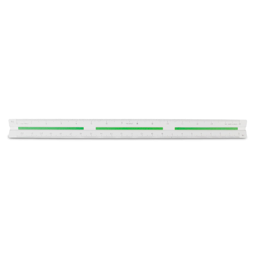 Escalímetro Trident 30cm Triangular com Escalas Técnicas Injetadas - Modelo 7830-1