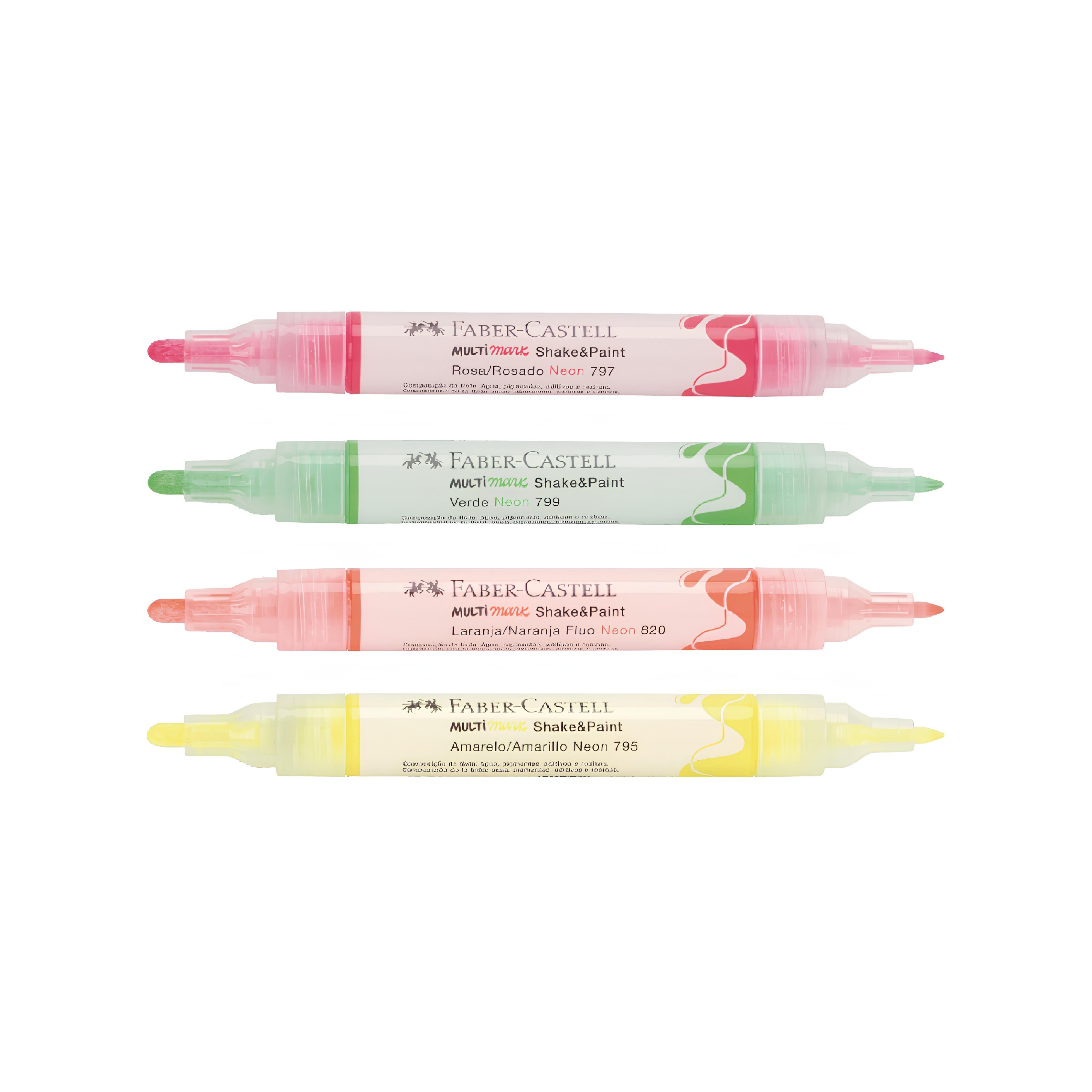 Marcador Permanente Multimark Shake&paint Ponta Dupla Neon com 4 Cores - Faber-castell Mm/es4nsp