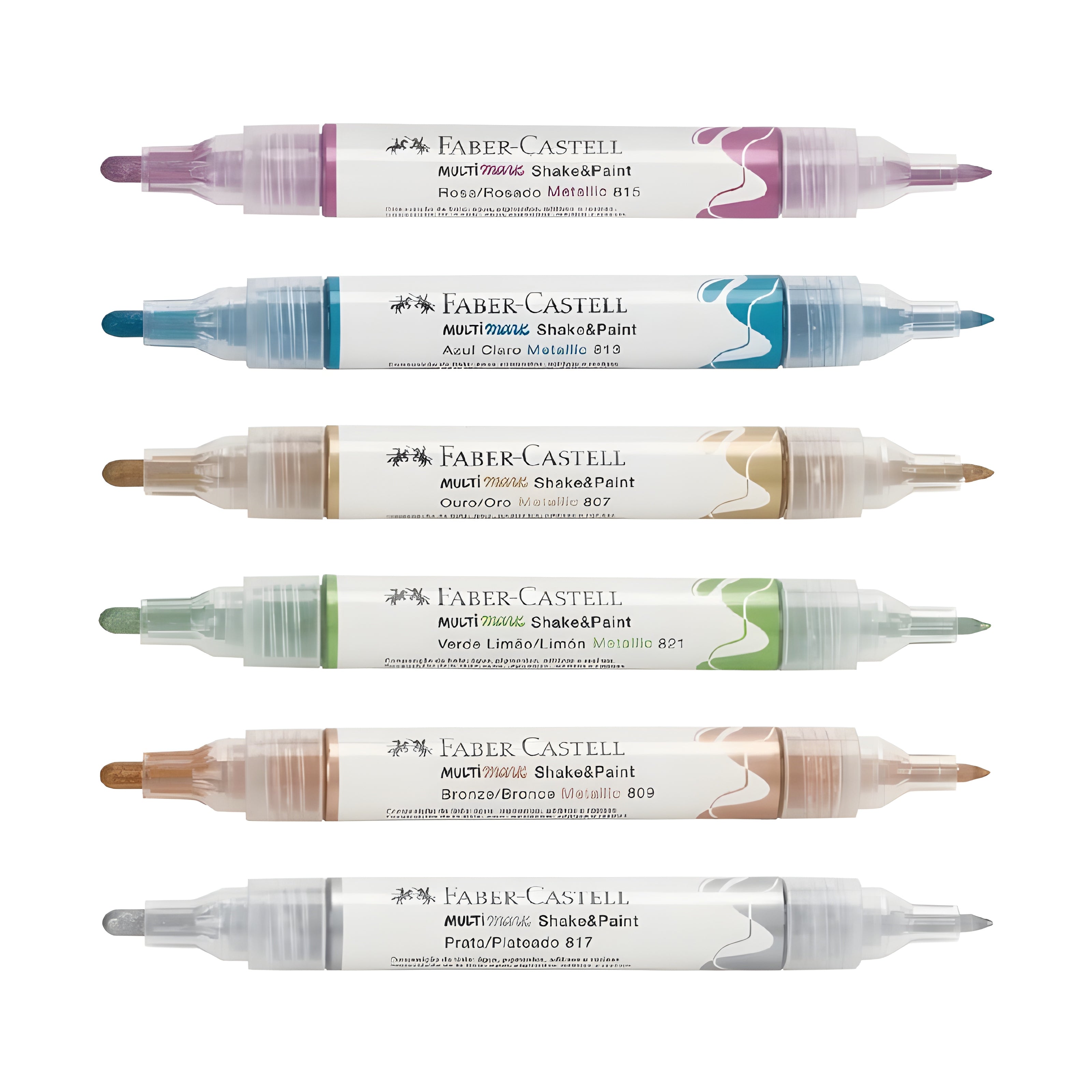 Marcador Permanente Multimark Shake&paint Ponta Dupla Metallic com 6 Cores - Faber-castell Mm/es6msp