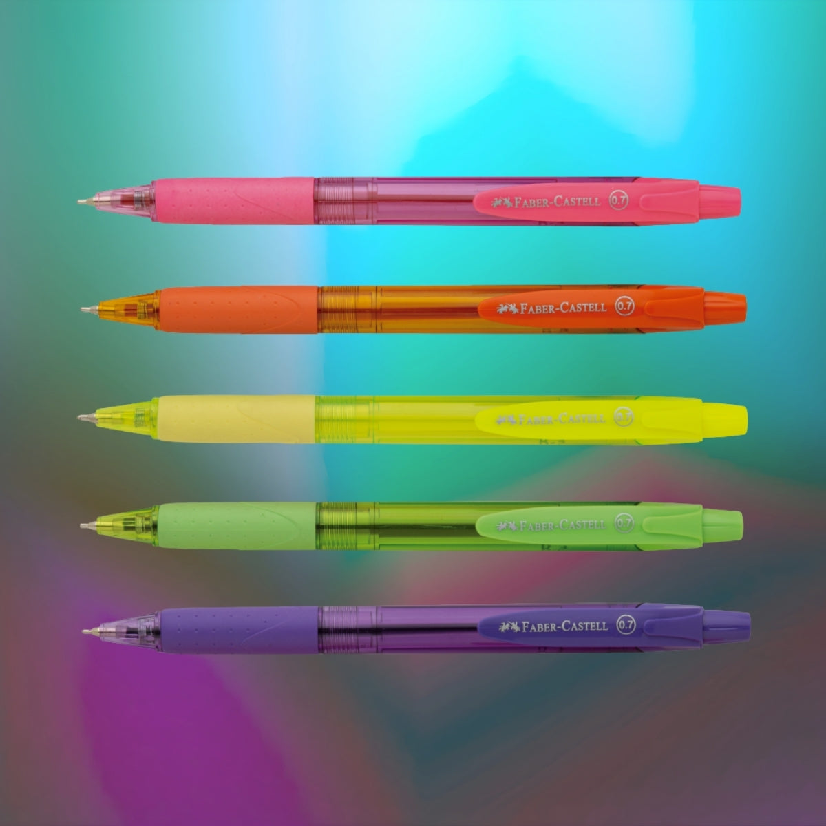 Caneta Esferográfica Retrátil Poly Radiant Colors 0,7mm com 5 Cores - Faber-castell Es/prtrc07