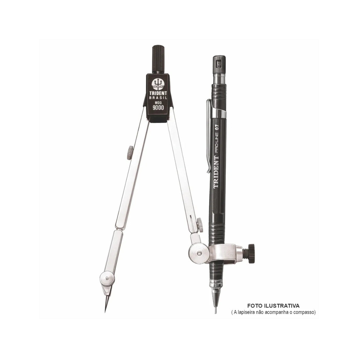 Compasso Técnico Trident com Haste Prolongadora 15,5x1,7x1,2cm - 9000