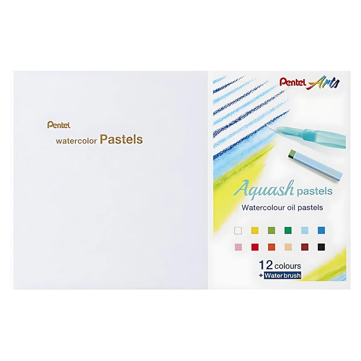 Estojo Giz Pastel Oleoso Aquarelavel Pentel com 12 Cores + Pincel