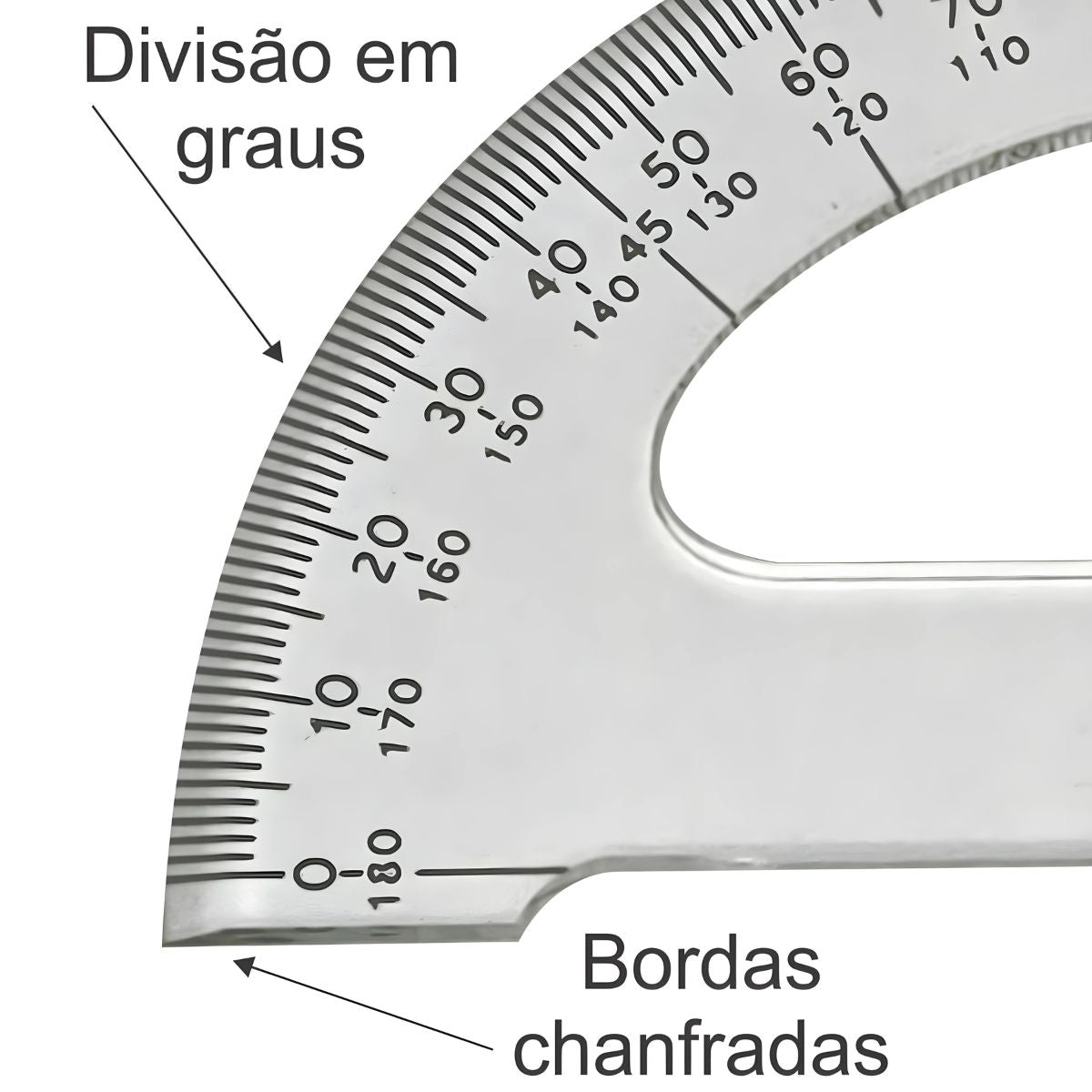 Transferidor Acrílico Desetec Trident 180° 10cm - Modelo 8110
