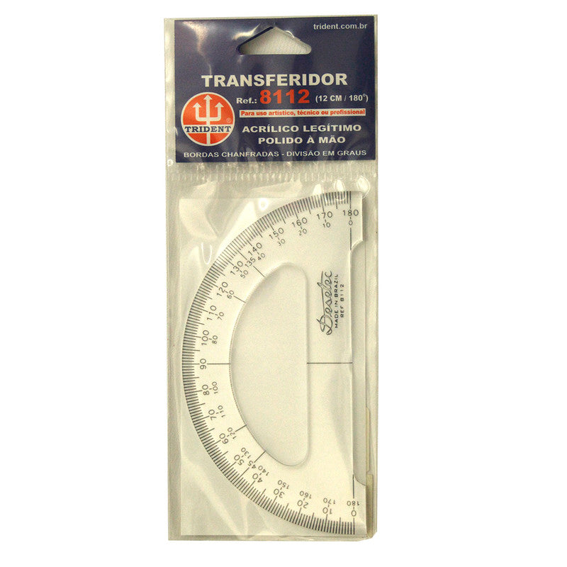 Transferidor Trident 8112 - 180 Graus - 12 Cm
