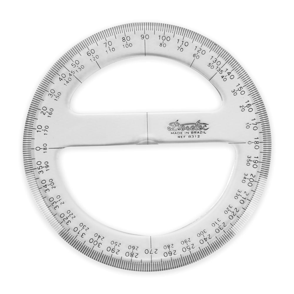 Transferidor Trident de Acrílico com Escala 360° Graus 12 Cm - 8312
