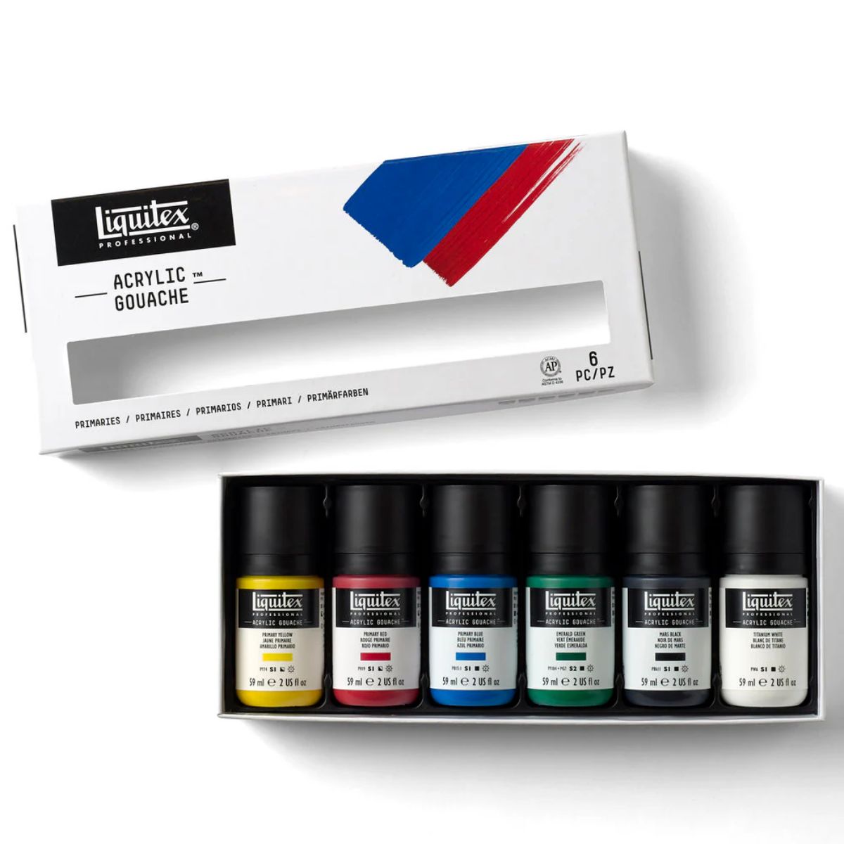 Estojo de Tinta Guache Acrílica Liquitex 59ml com 6 Cores Primárias